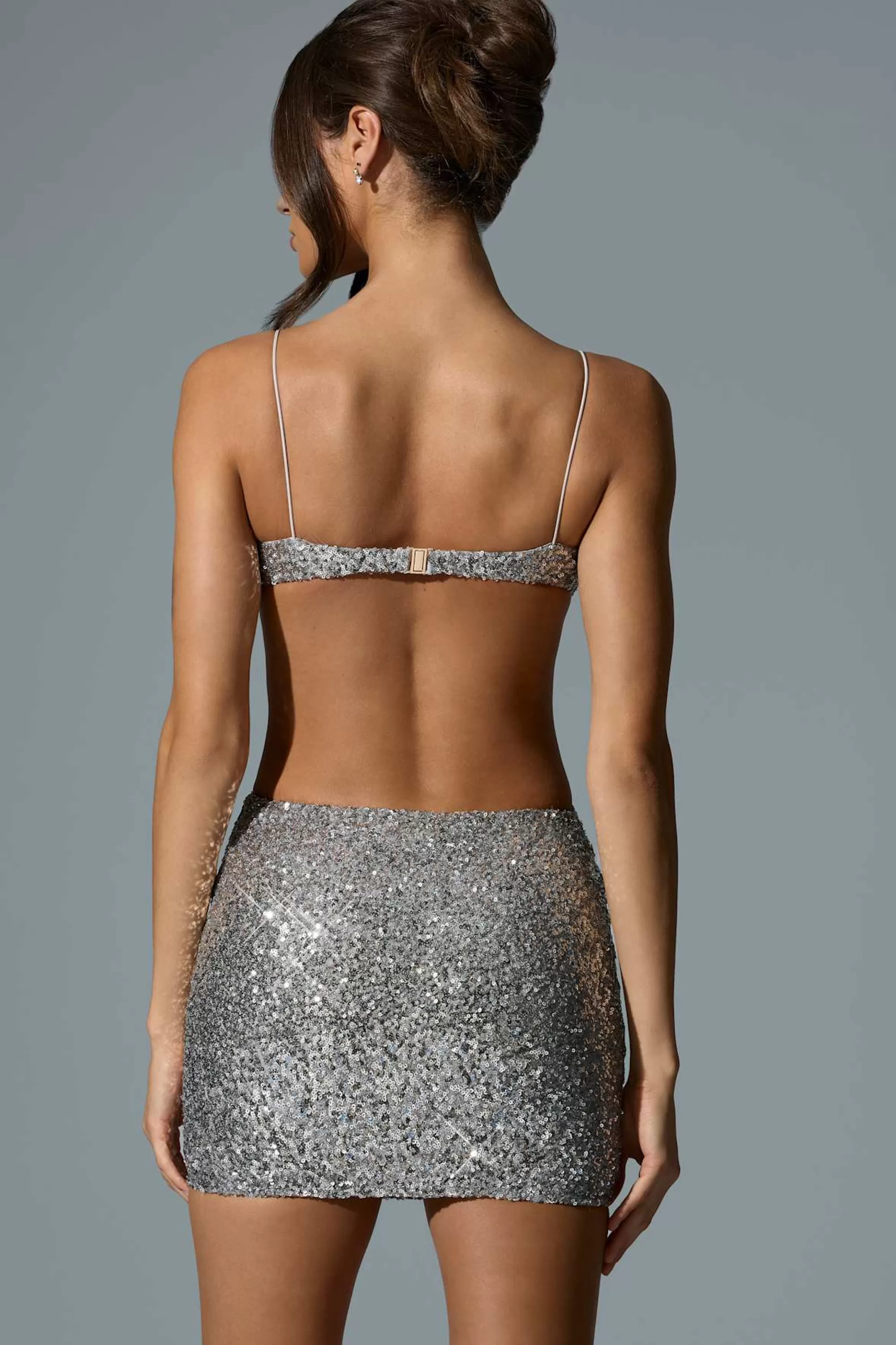 Oh Polly Embellished Cut-Out Mini Dress in Silver Online