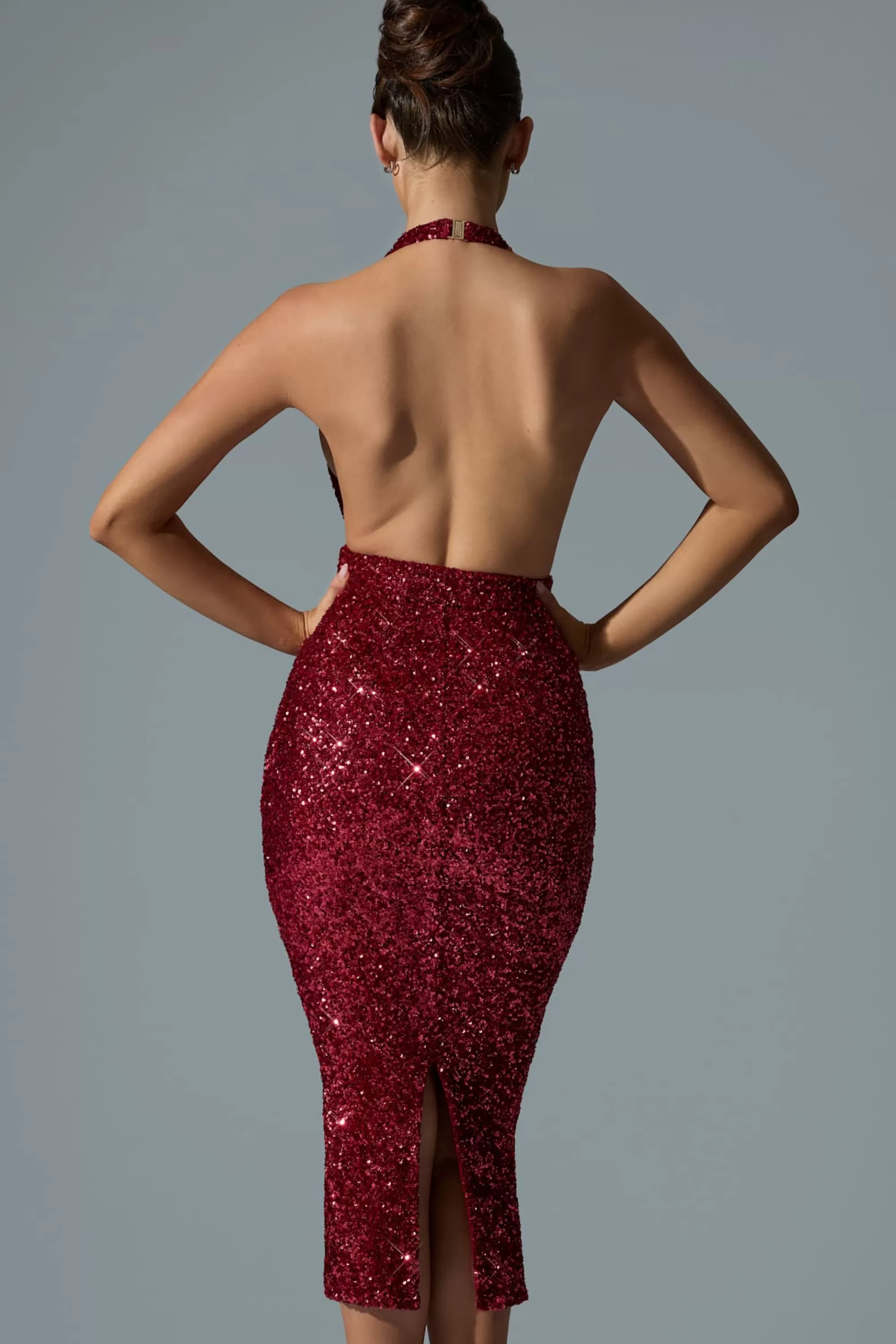 Oh Polly Embellished Cut-Out Open-Back Midaxi Dress in Red Best Sale