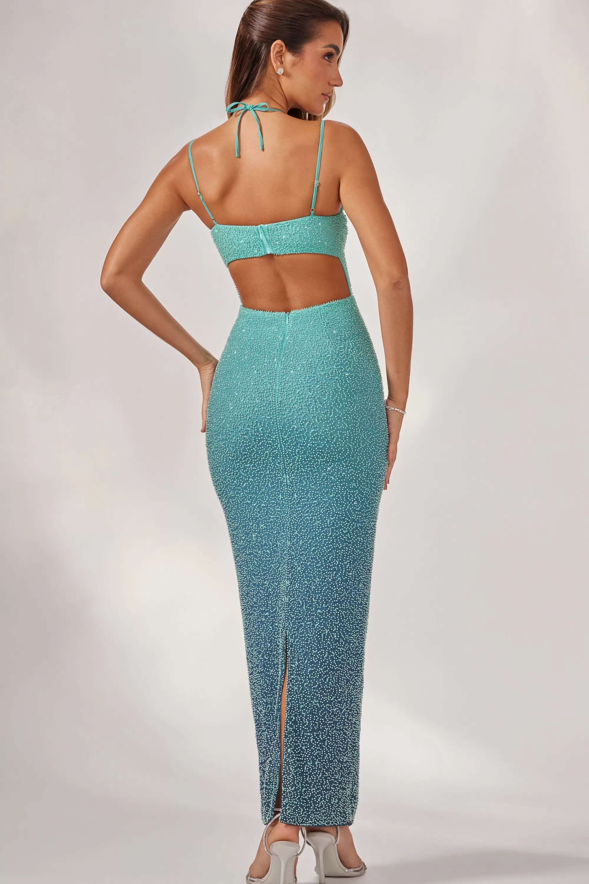 Oh Polly Embellished Maxi Dress in Blue Ombré BlueOmbré Best