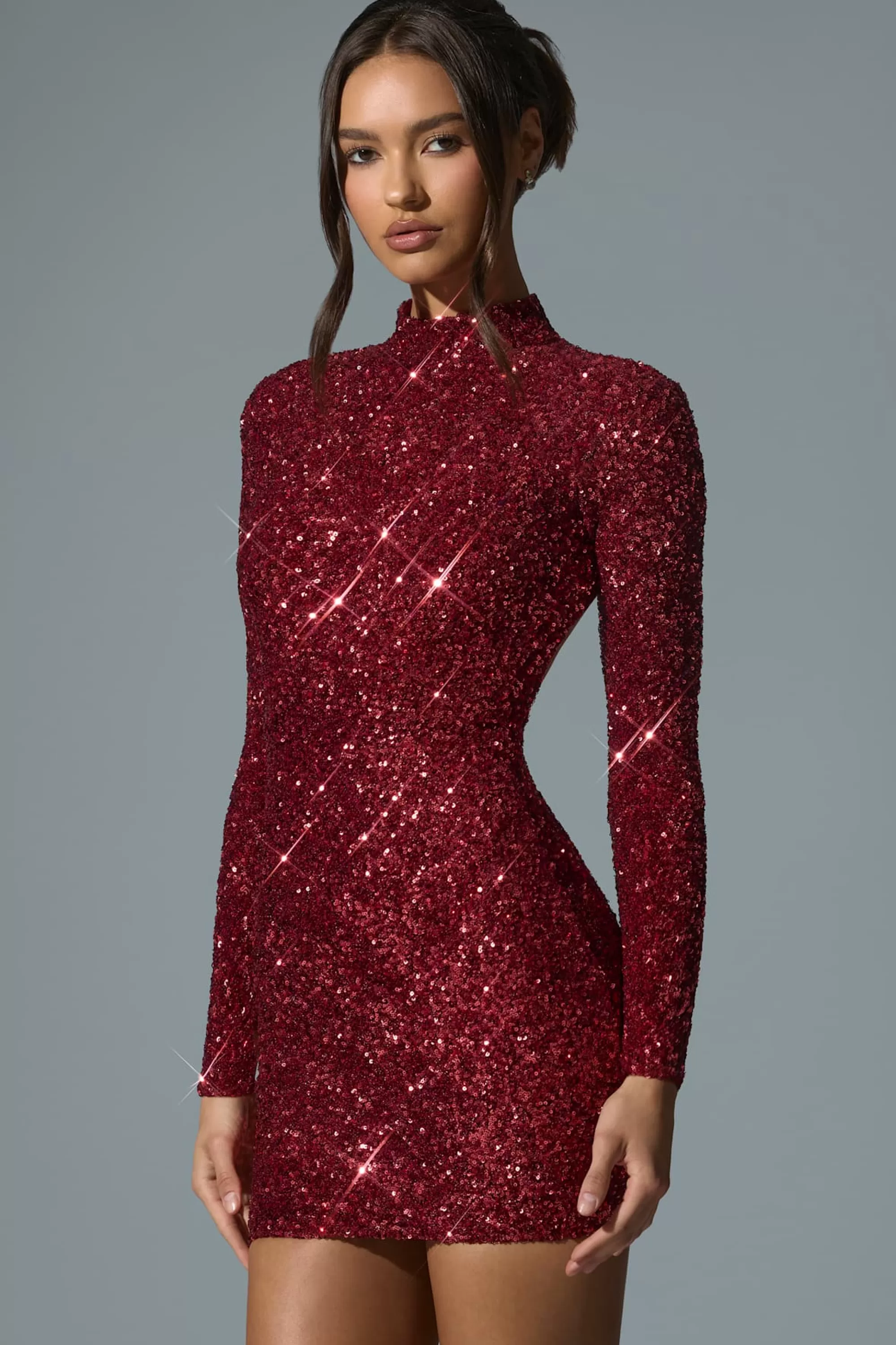 Oh Polly Embellished Open-Back Mini Dress in Red Online