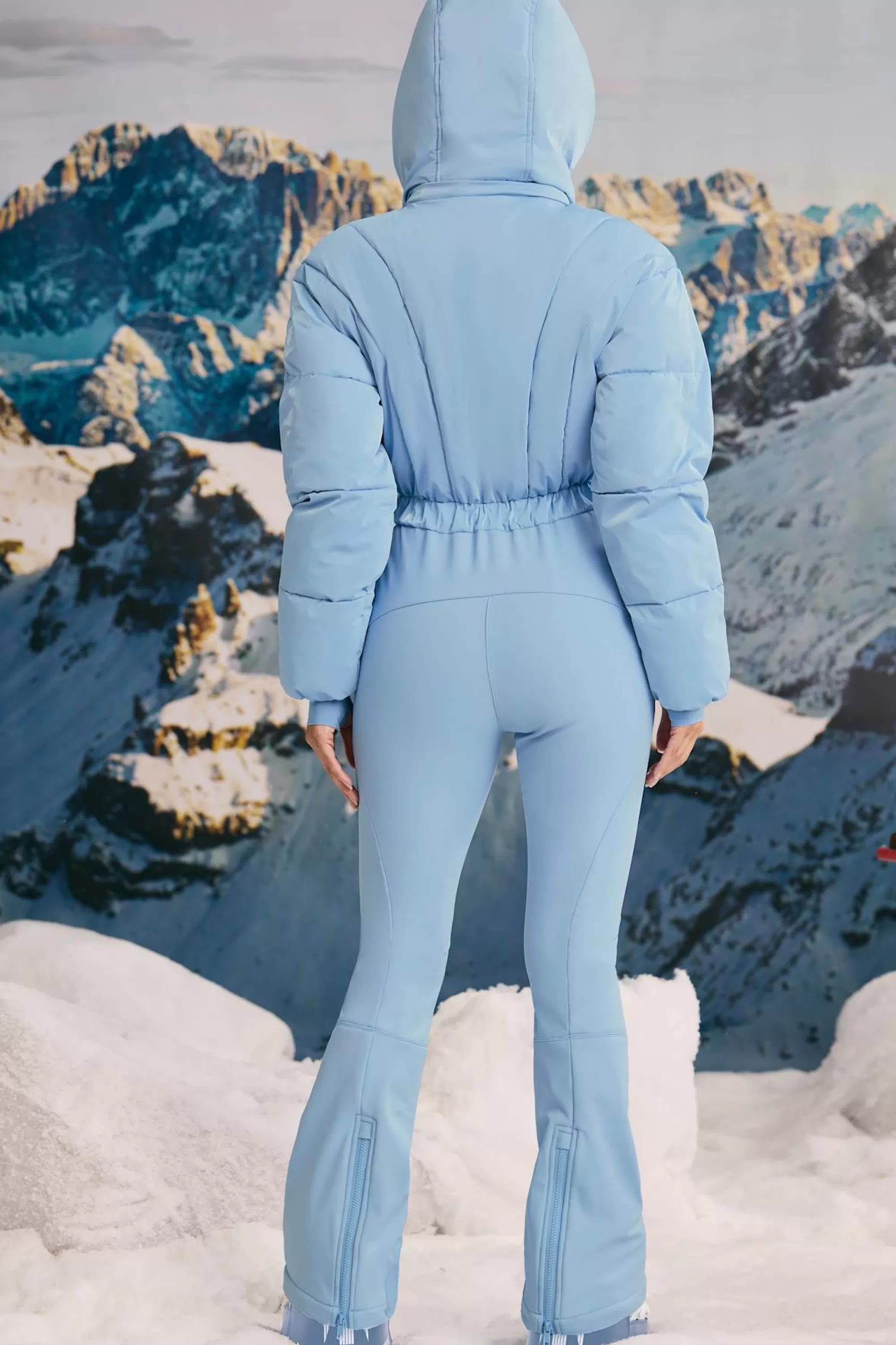 Oh Polly Fleece-Lined Hooded Ski Suit in Ice Blue IceBlue New