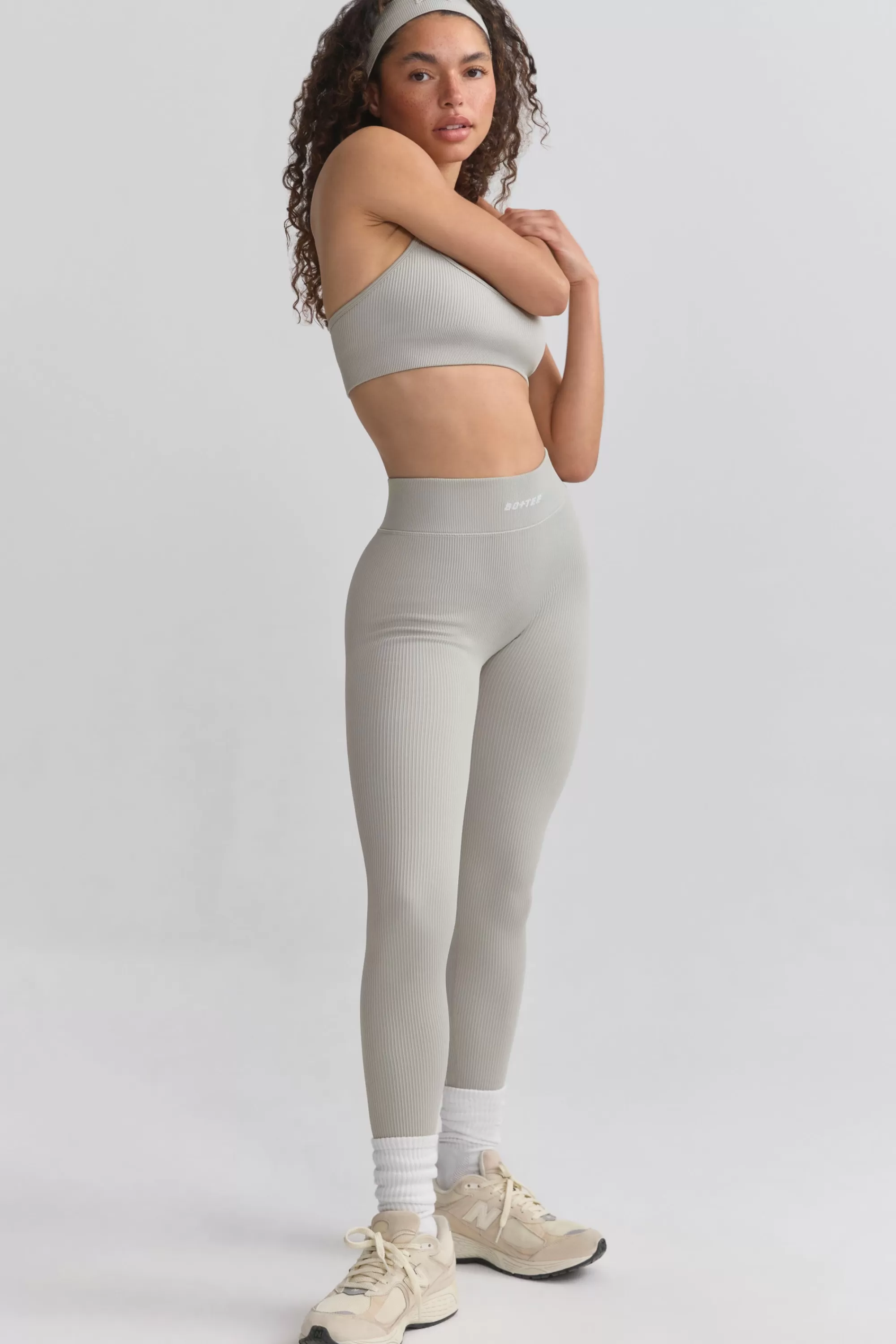 Oh Polly FlexiRib High-Waist Leggings in Grey Store