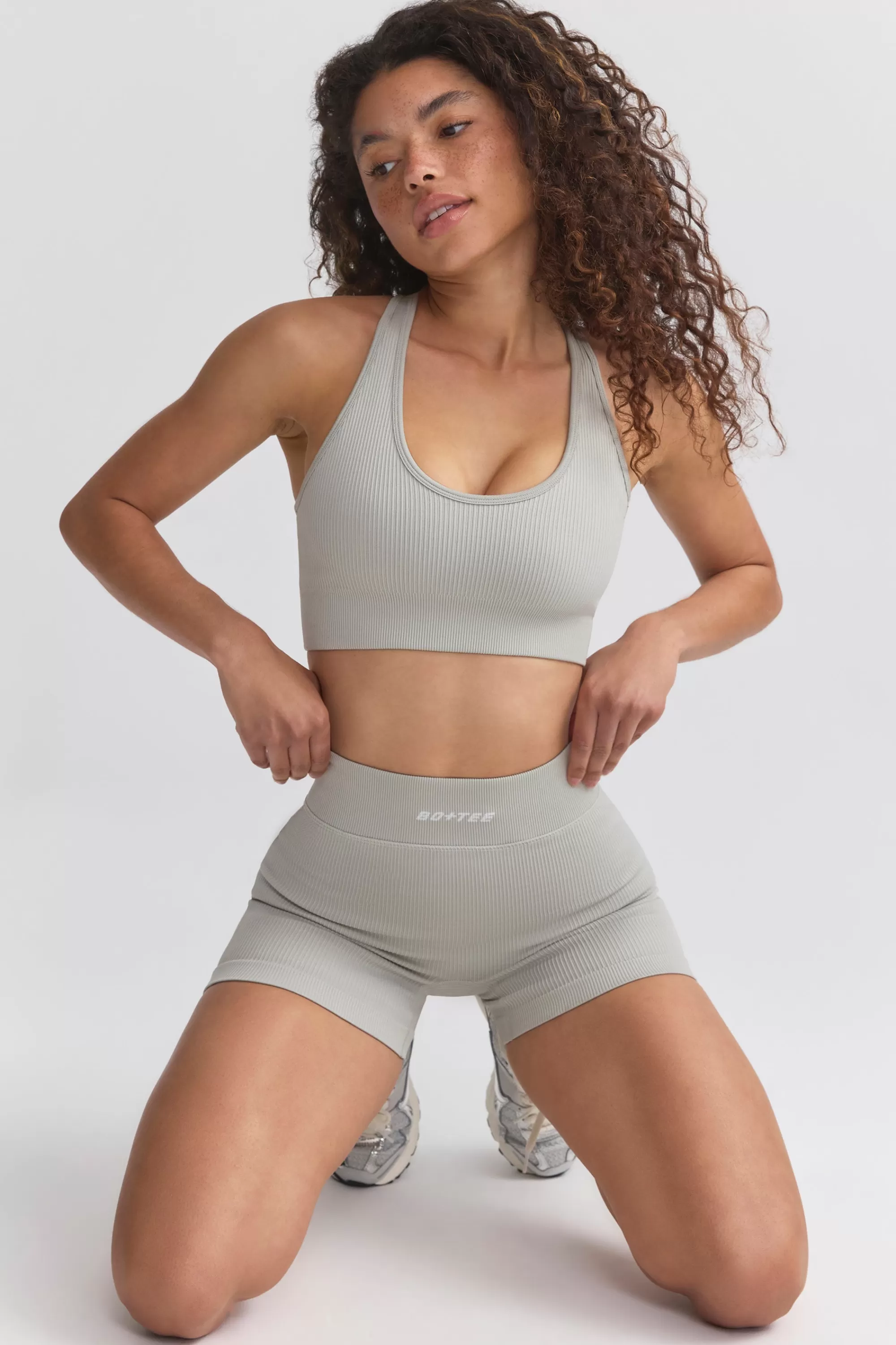 Oh Polly FlexiRib Racerback Sports Bra in Grey Shop