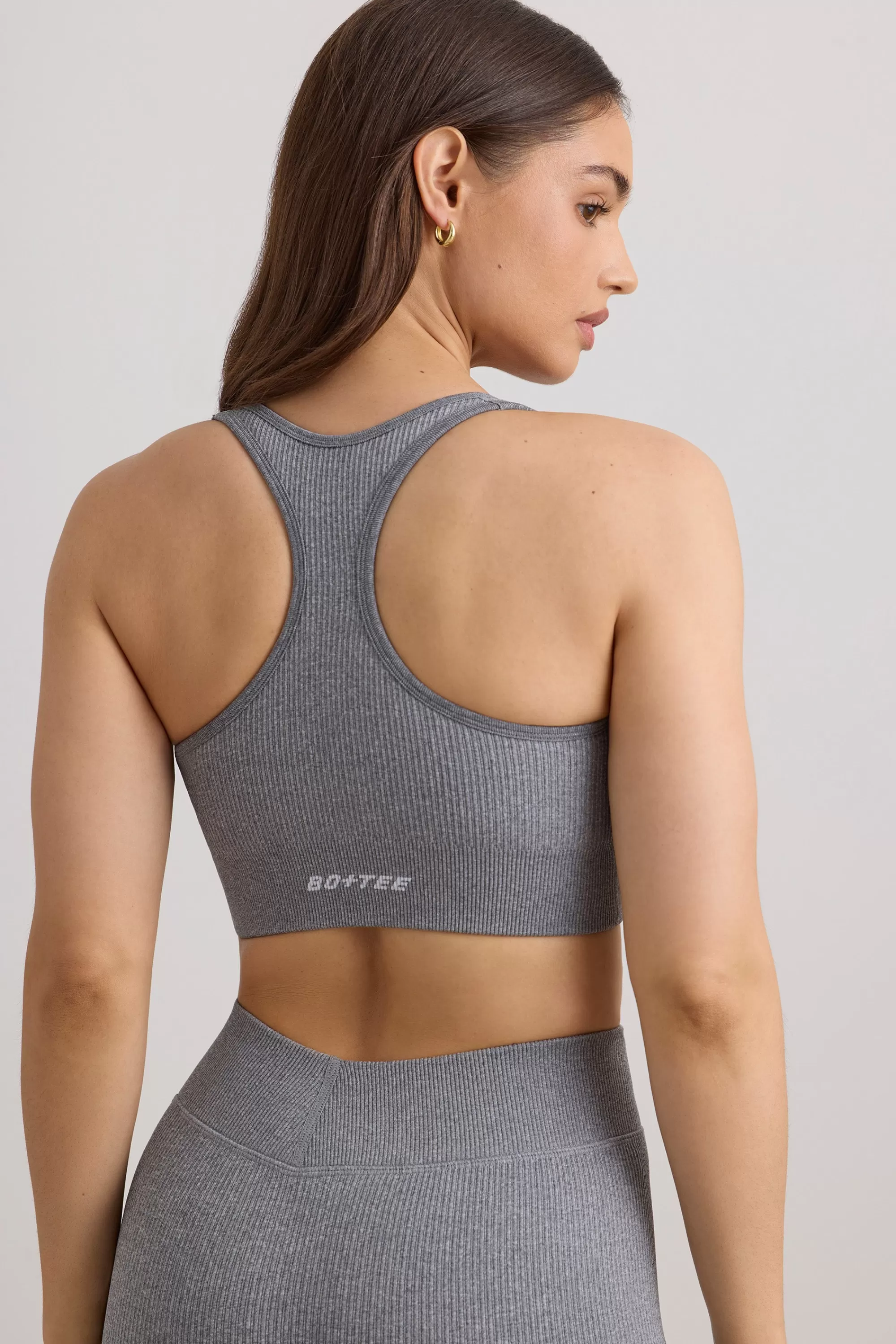 Oh Polly FlexiRib Wide Strap Sports Bra in Grey Melange GreyMelange Store