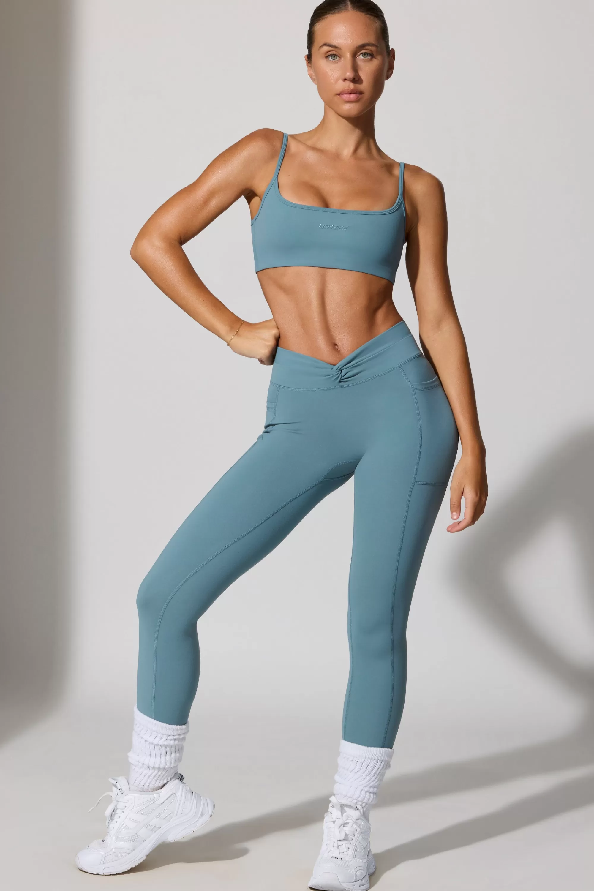 Oh Polly Full Length Leggings with Pockets in Slate Blue SlateBlue Online