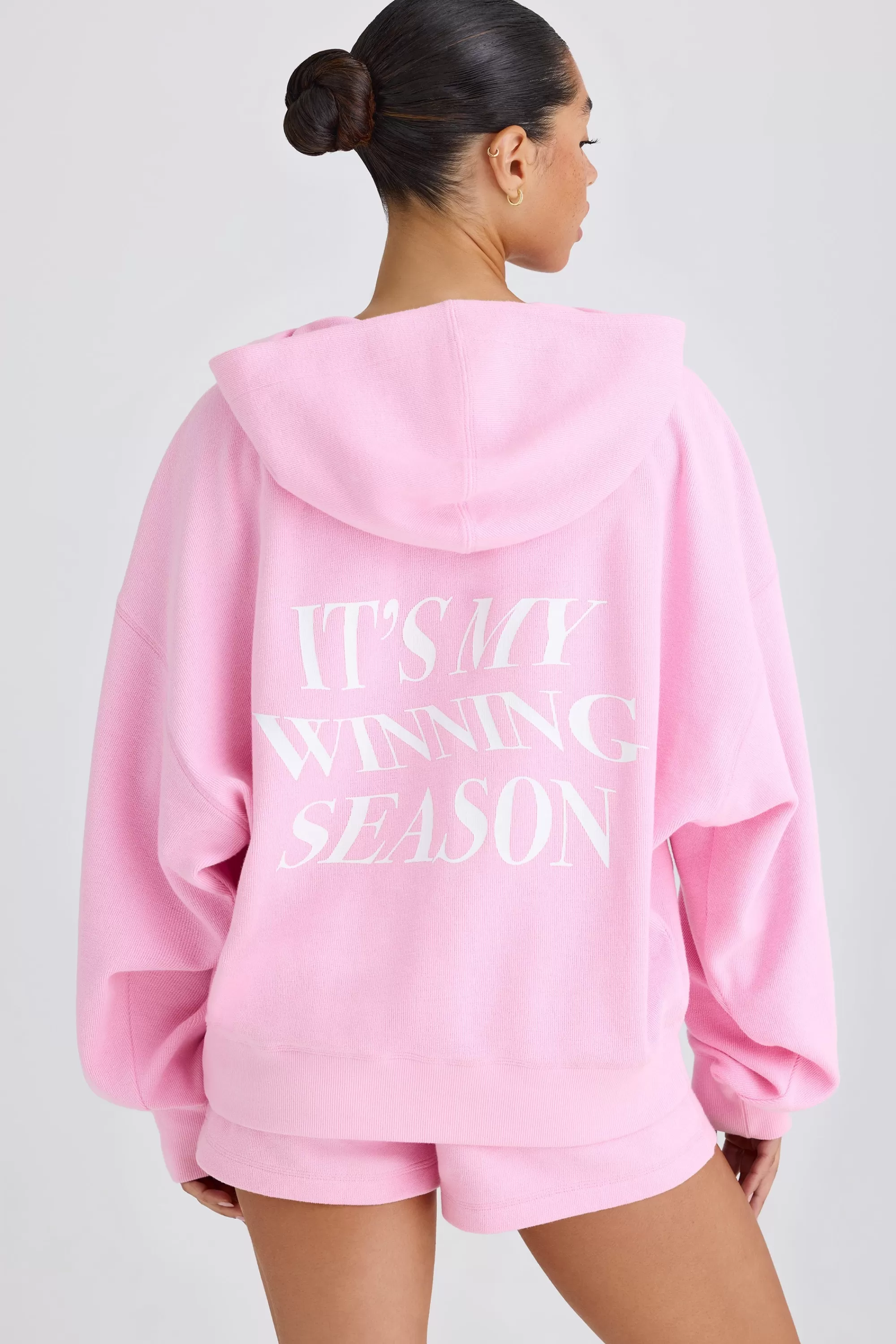 Oh Polly Graphic-Print Hoodie in Bubblegum Pink BubblegumPink Sale