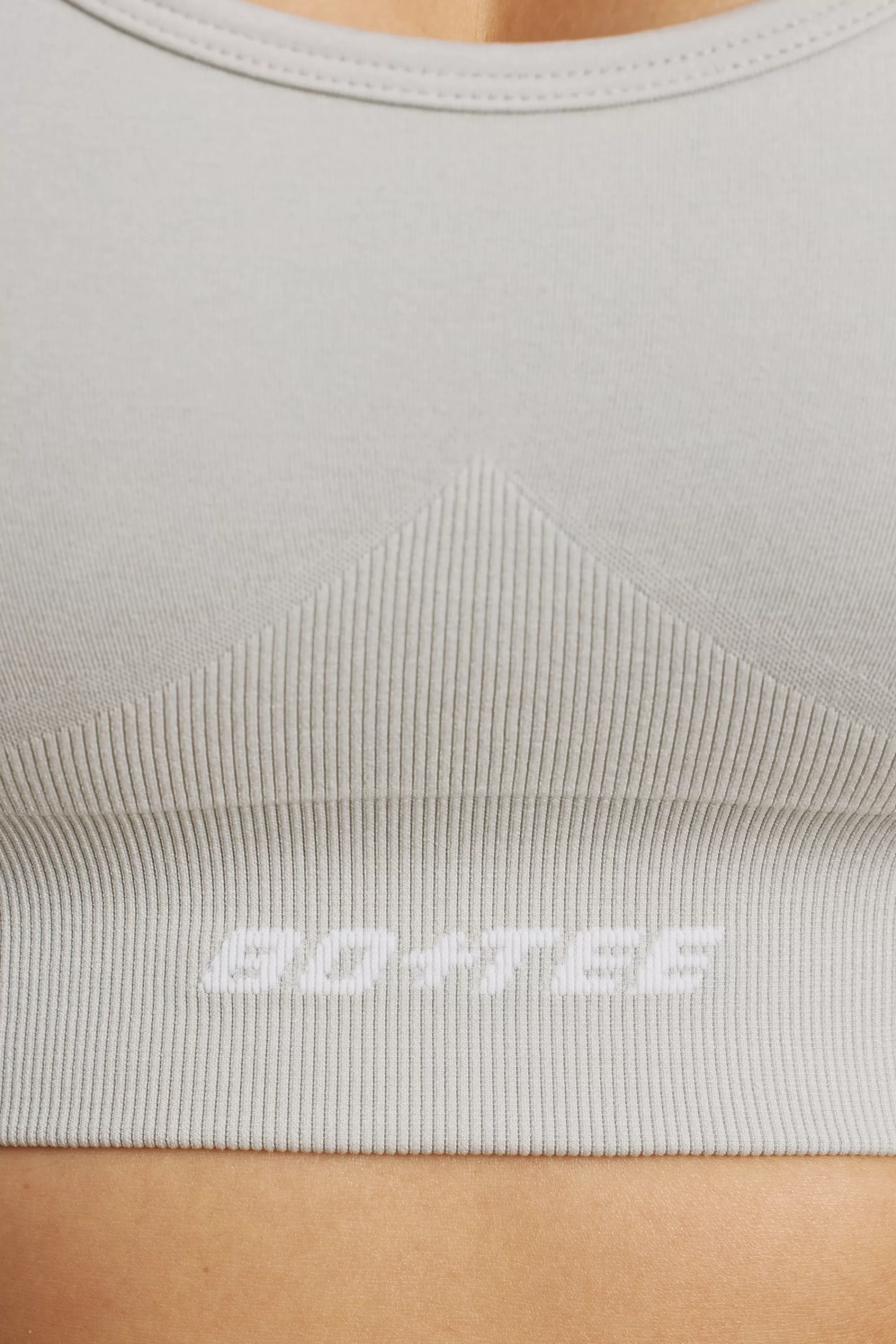 Oh Polly Halter Neck Define Luxe Sports Bra in Light Grey Outlet