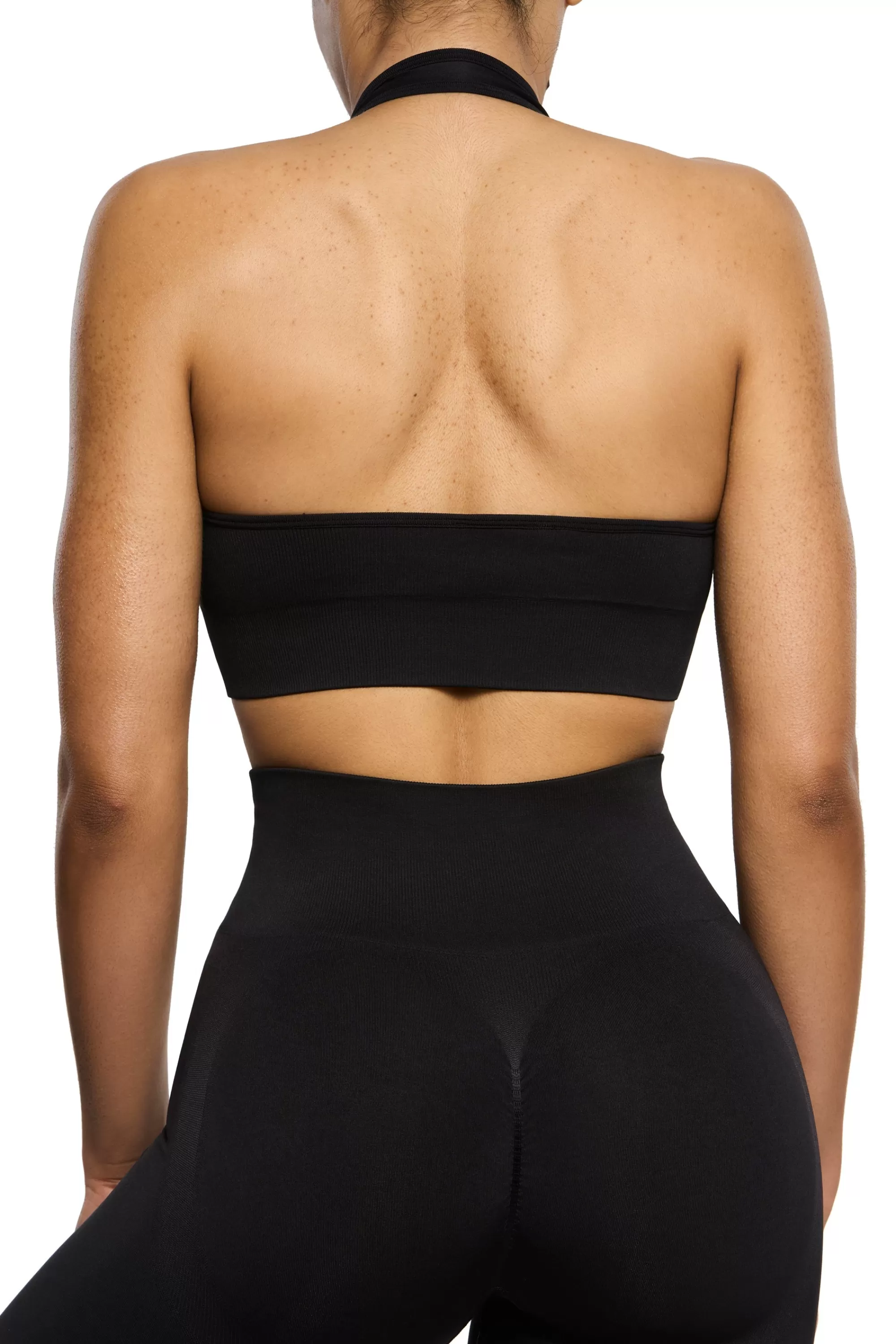 Oh Polly Halter Neck Sports Bra in Black Sale