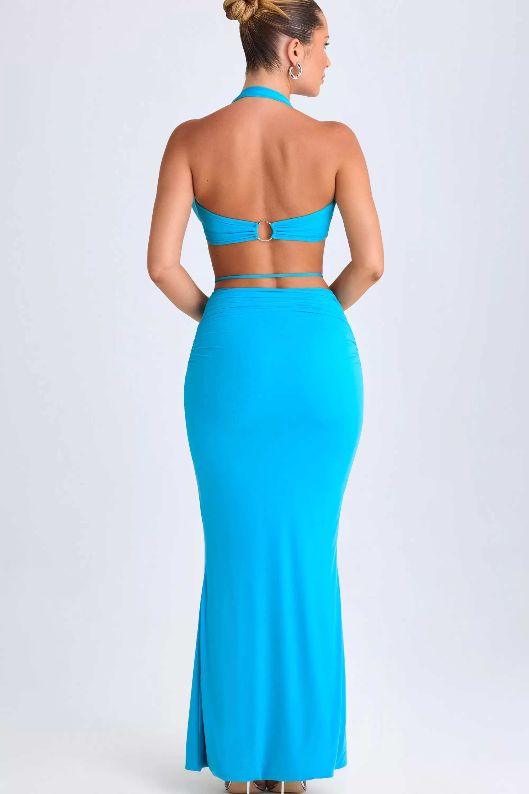 Oh Polly Hardware-Detail Mid-Rise Maxi Skirt in Aqua Blue AquaBlue Online