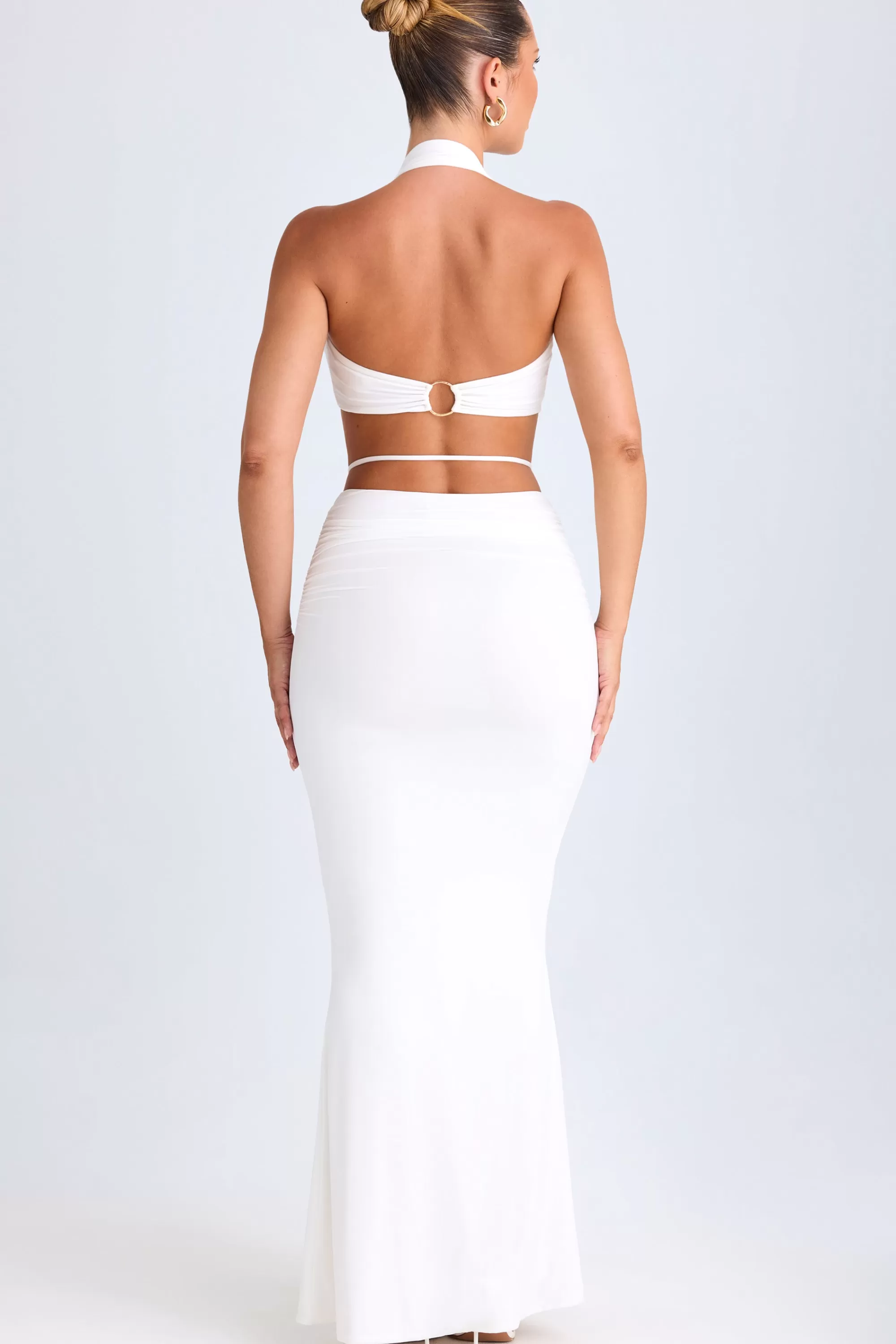 Oh Polly Hardware-Detail Mid-Rise Maxi Skirt in White Cheap