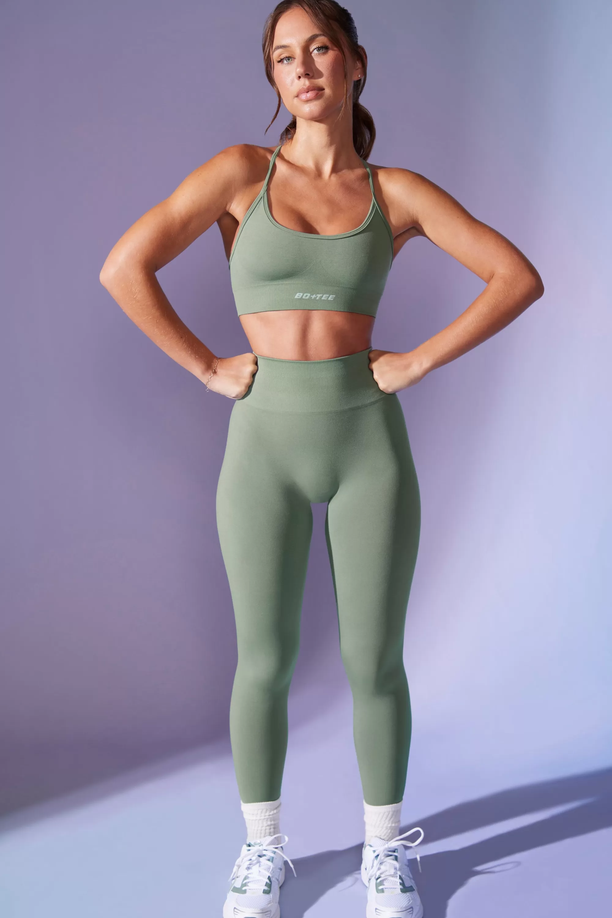 Oh Polly High Waist Define Luxe Leggings in Sage Discount