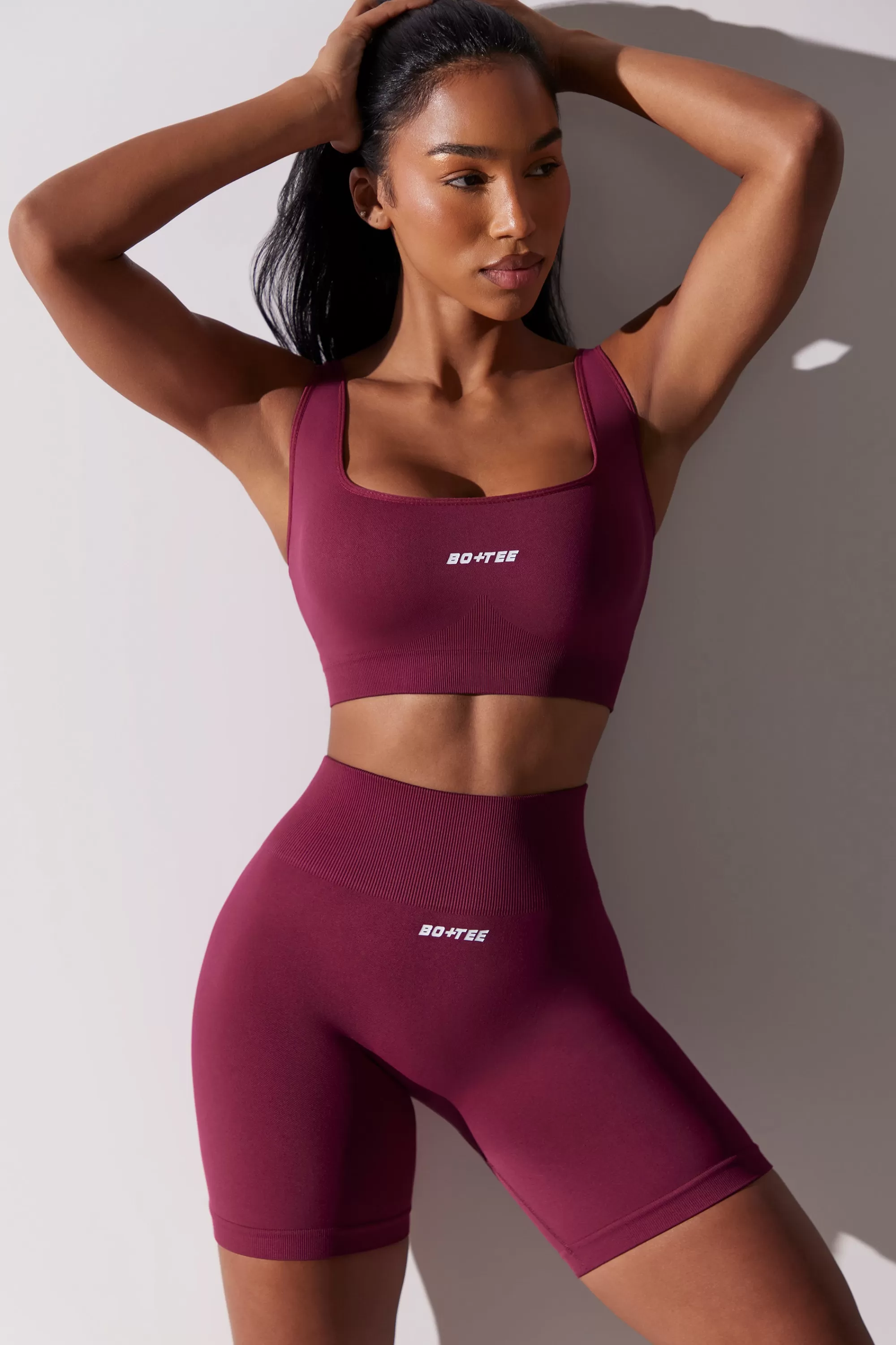 Oh Polly High Waist Super Sculpt Biker Shorts in Plum Fashion