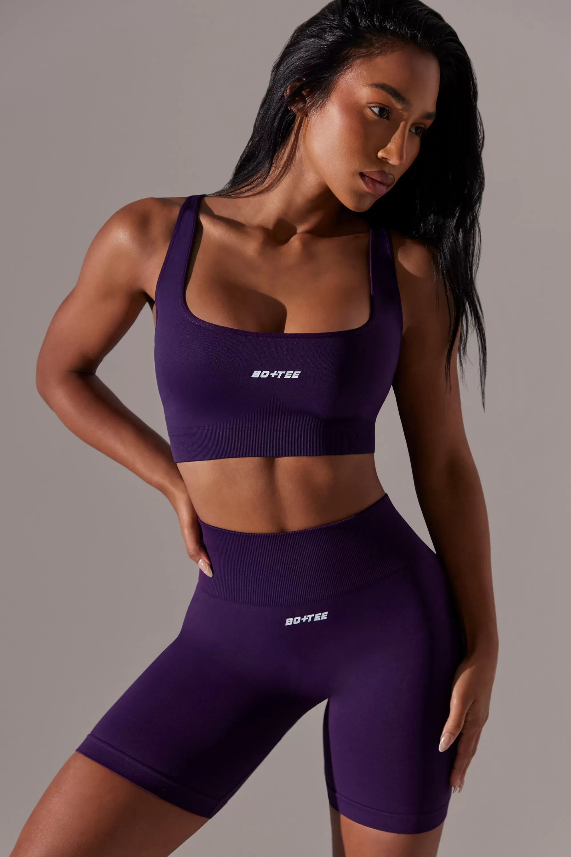 Oh Polly High Waist Super Sculpt Biker Shorts in Purple Cheap