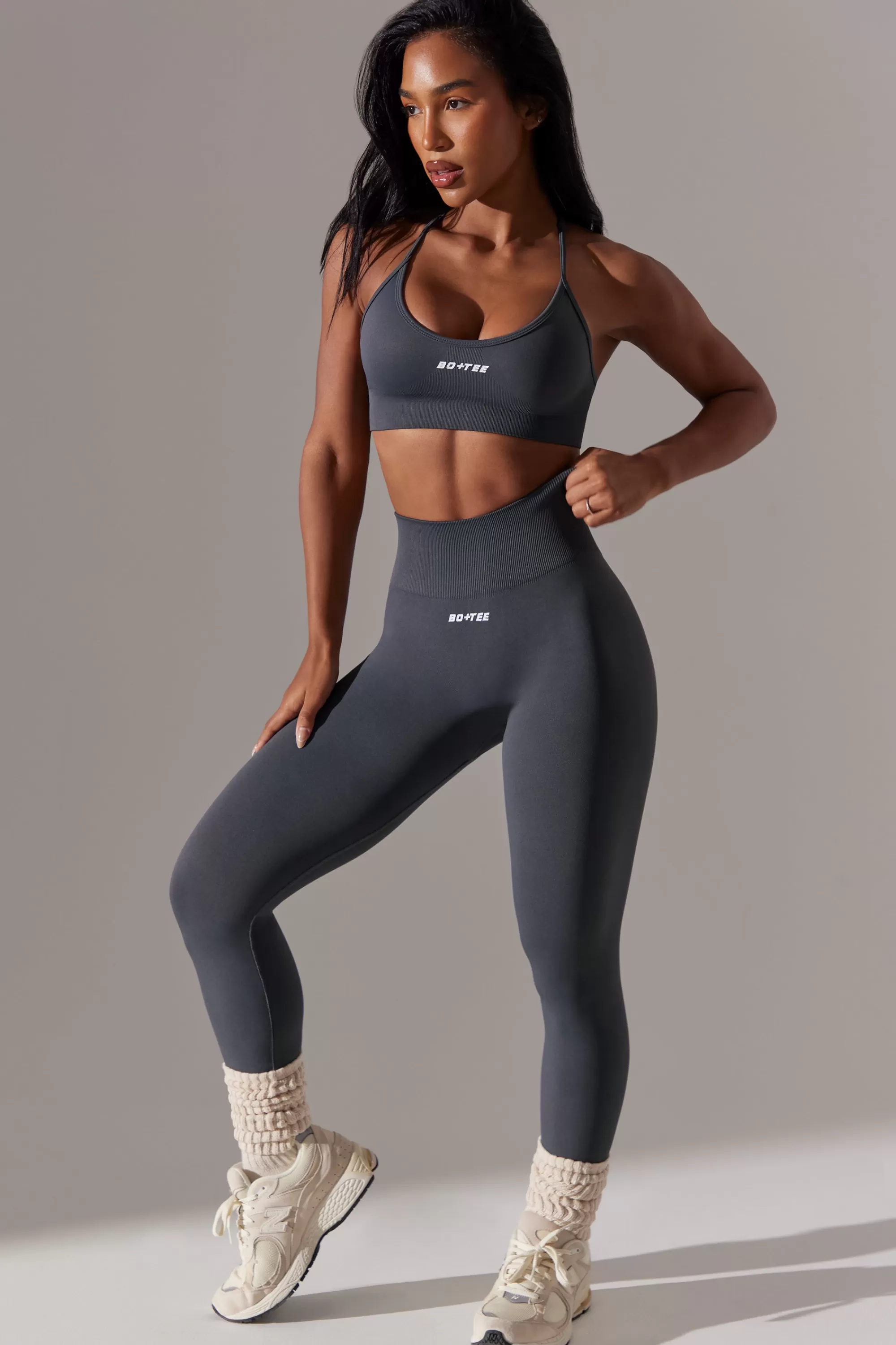 Oh Polly High Waist Super Sculpt Leggings in Grey Clearance