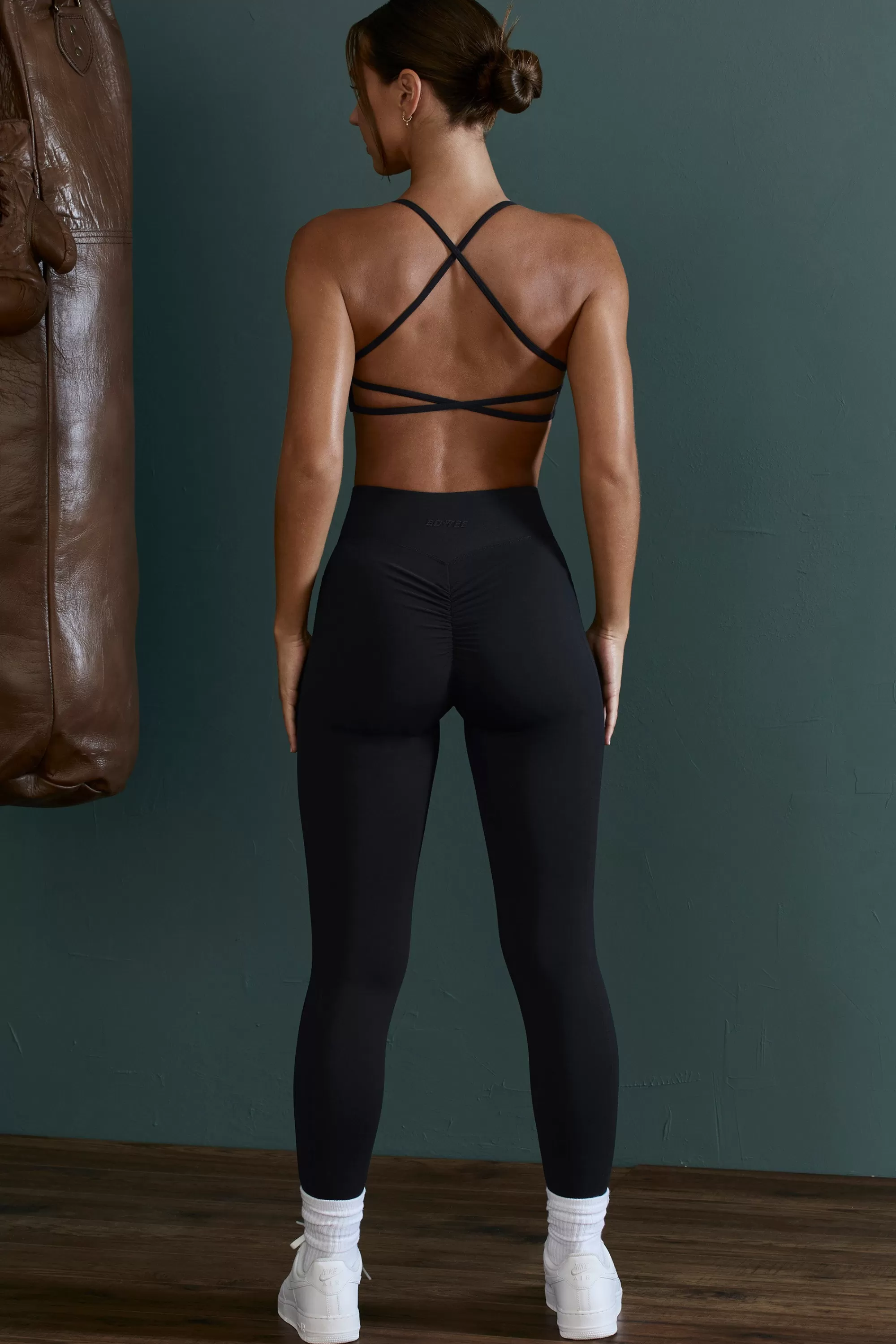 Oh Polly High Waist Wrap Over Leggings in Black Hot