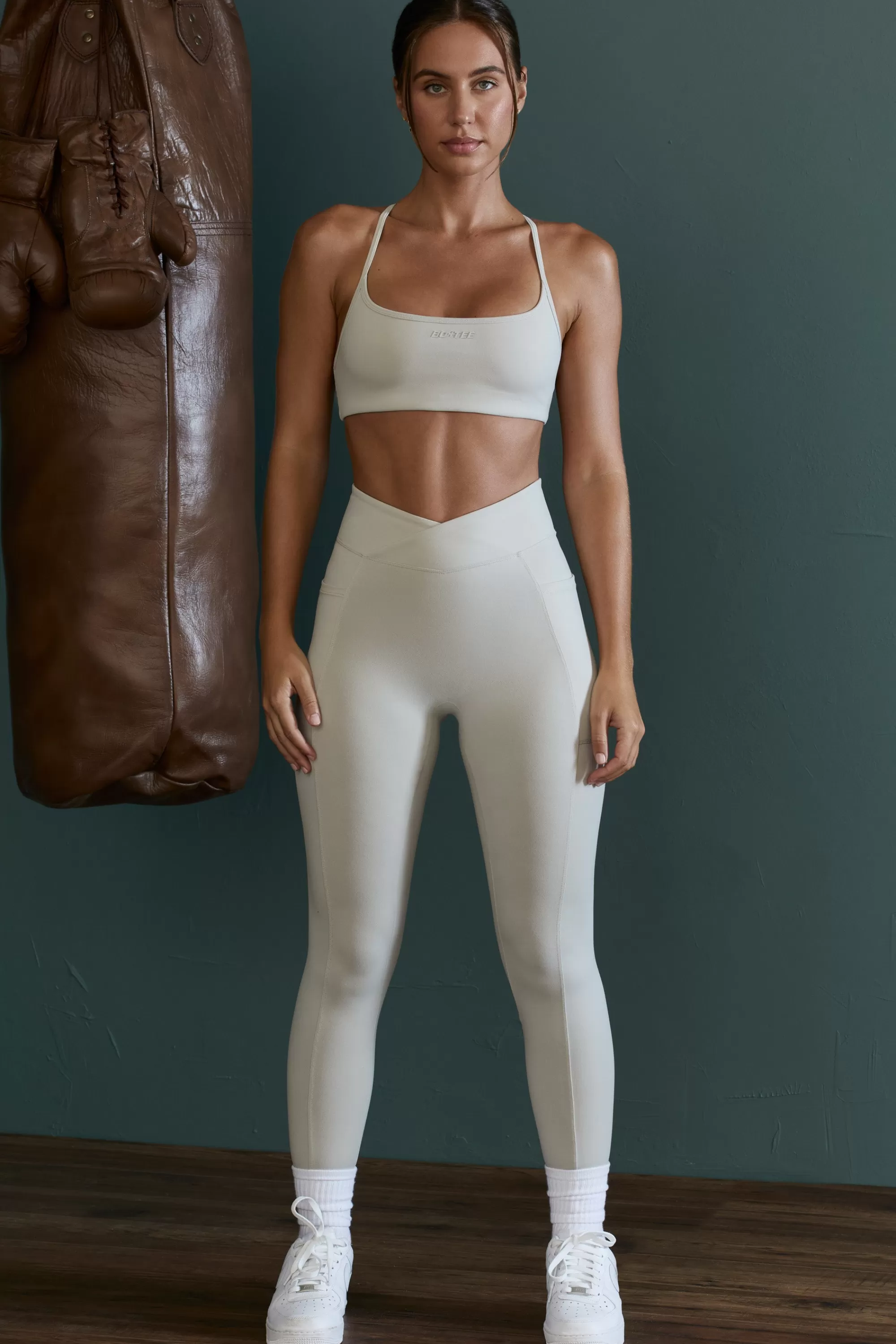 Oh Polly High Waist Wrap Over Leggings in Grey Best