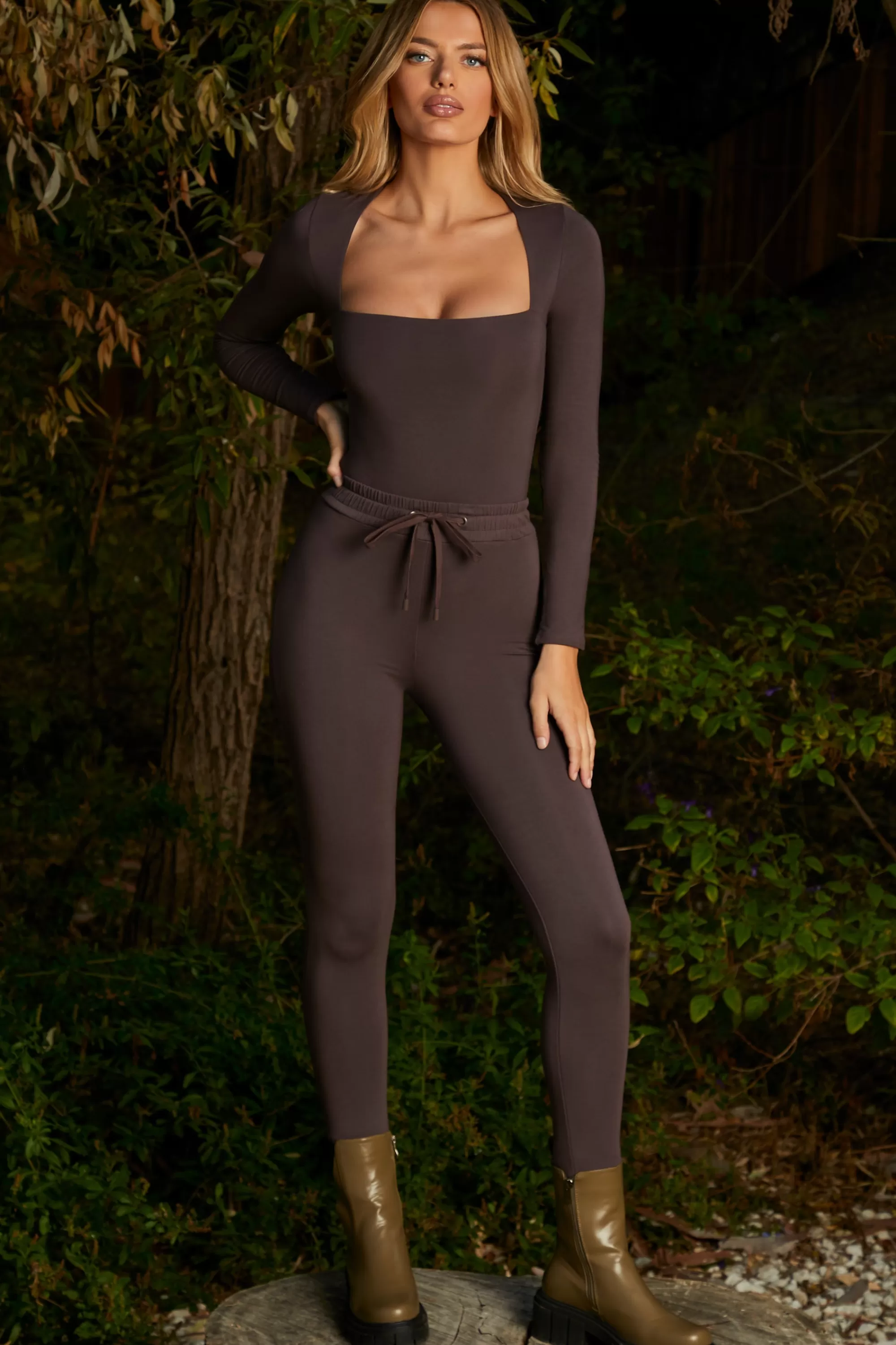 Oh Polly High Waisted Leggings in Brown Best