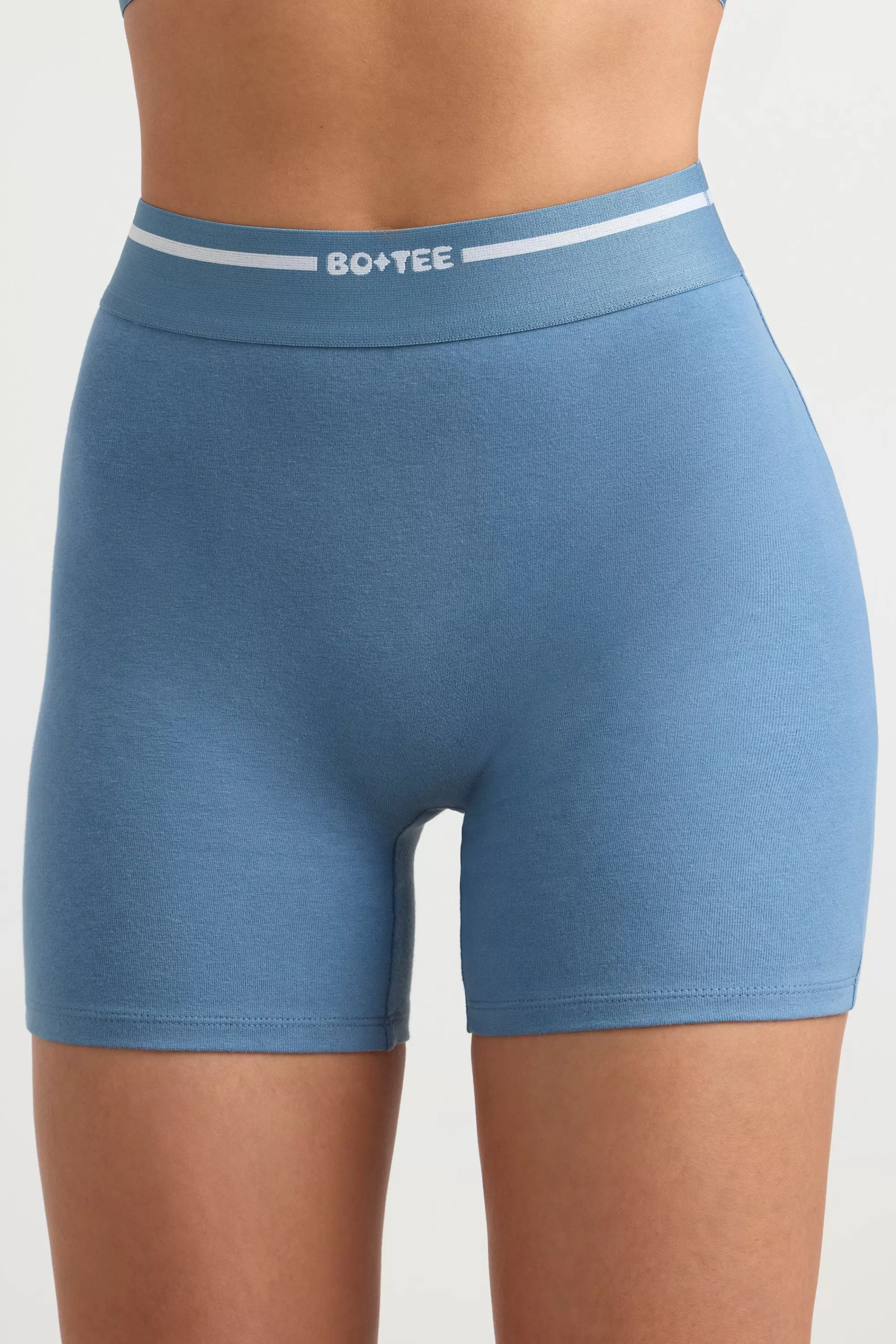 Oh Polly High-Waist Mini Shorts in Steel Blue SteelBlue Best