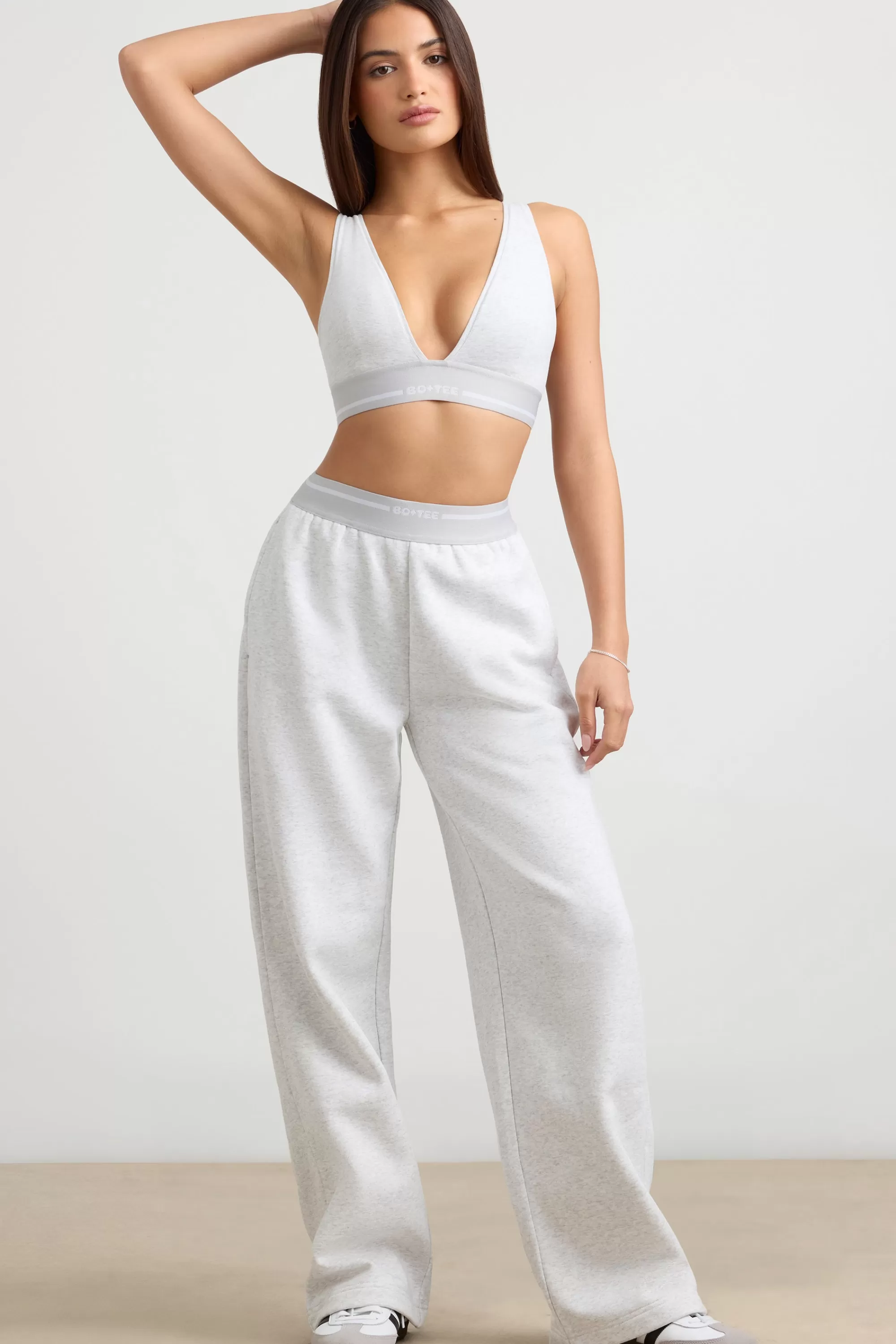 Oh Polly High-Waist Straight-Leg Joggers in Grey Marl GreyMarl Best