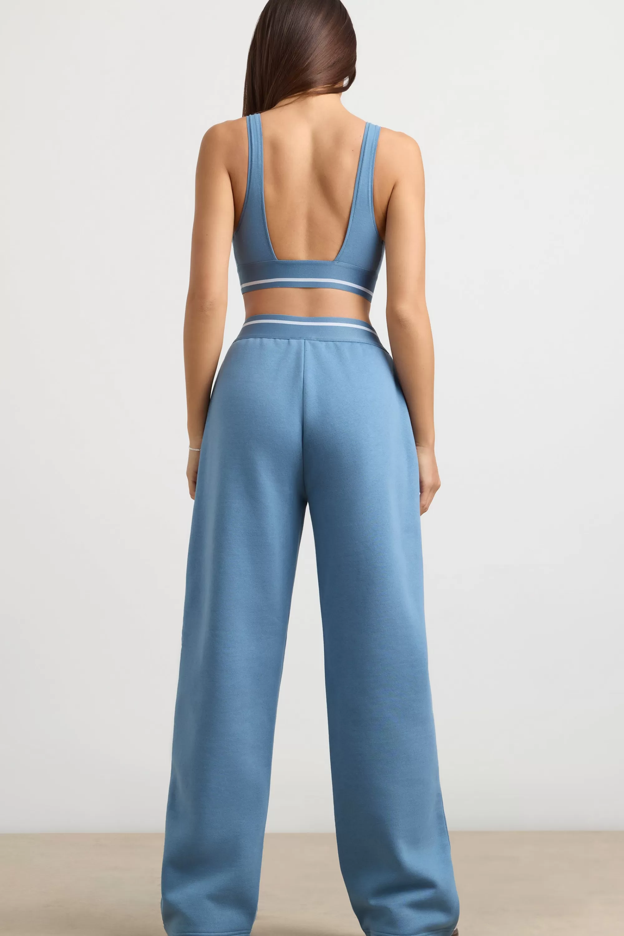 Oh Polly High-Waist Straight-Leg Joggers in Steel Blue SteelBlue Outlet