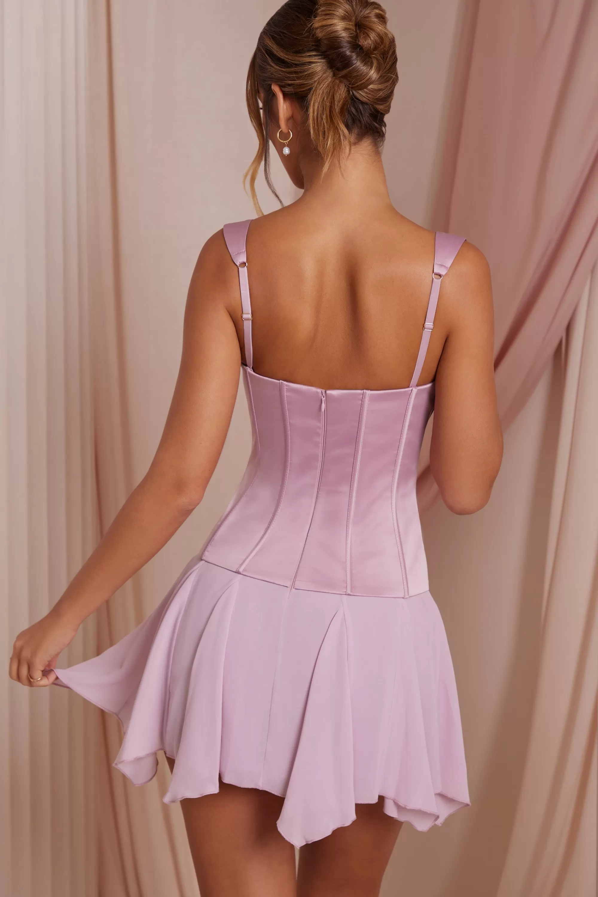 Oh Polly Lace Up Corset Mini Dress in Dusty Pink DustyPink Best Sale