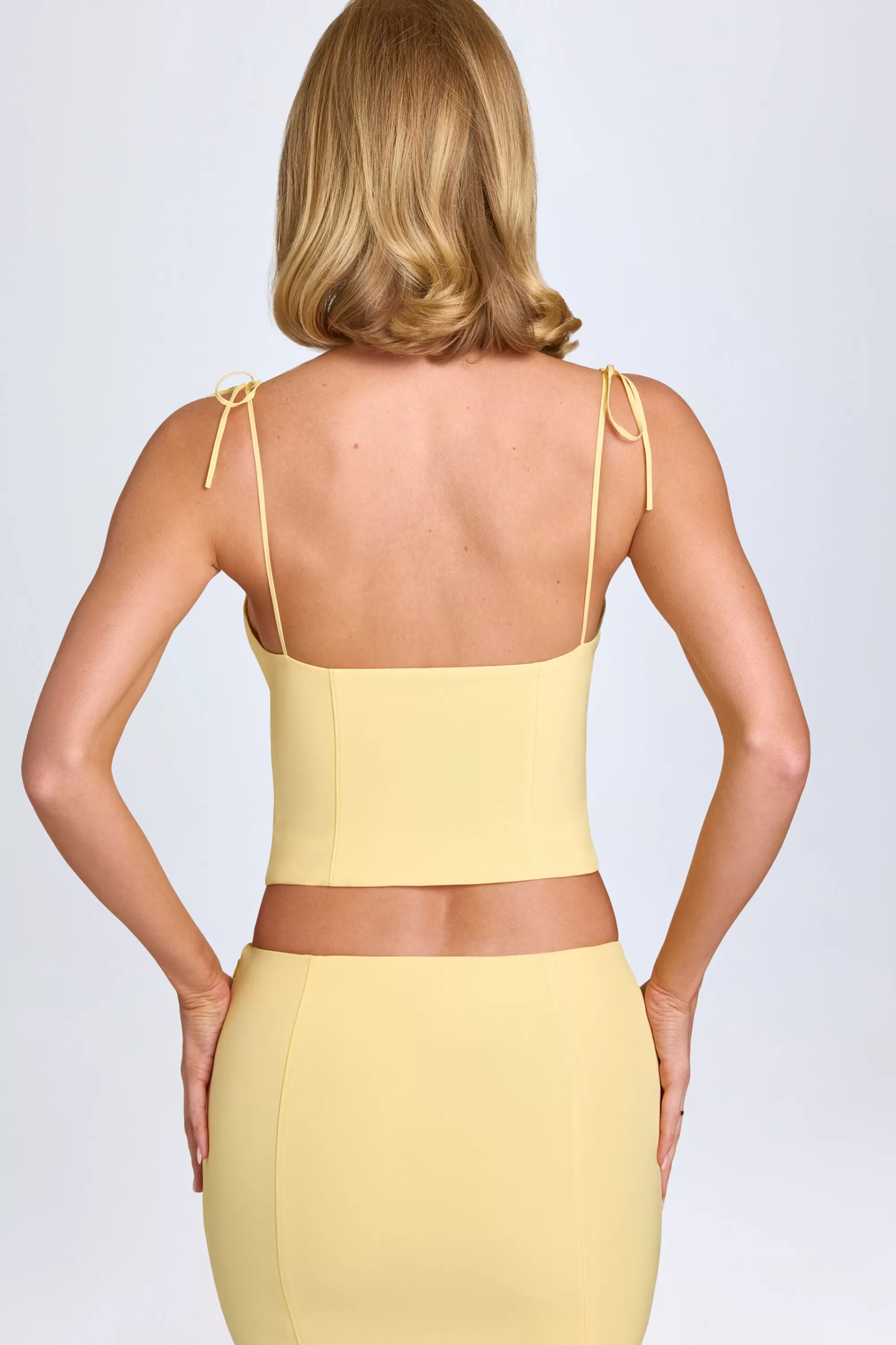 Oh Polly Lace-Trim Camisole Top in Pastel Yellow PastelYellow Clearance