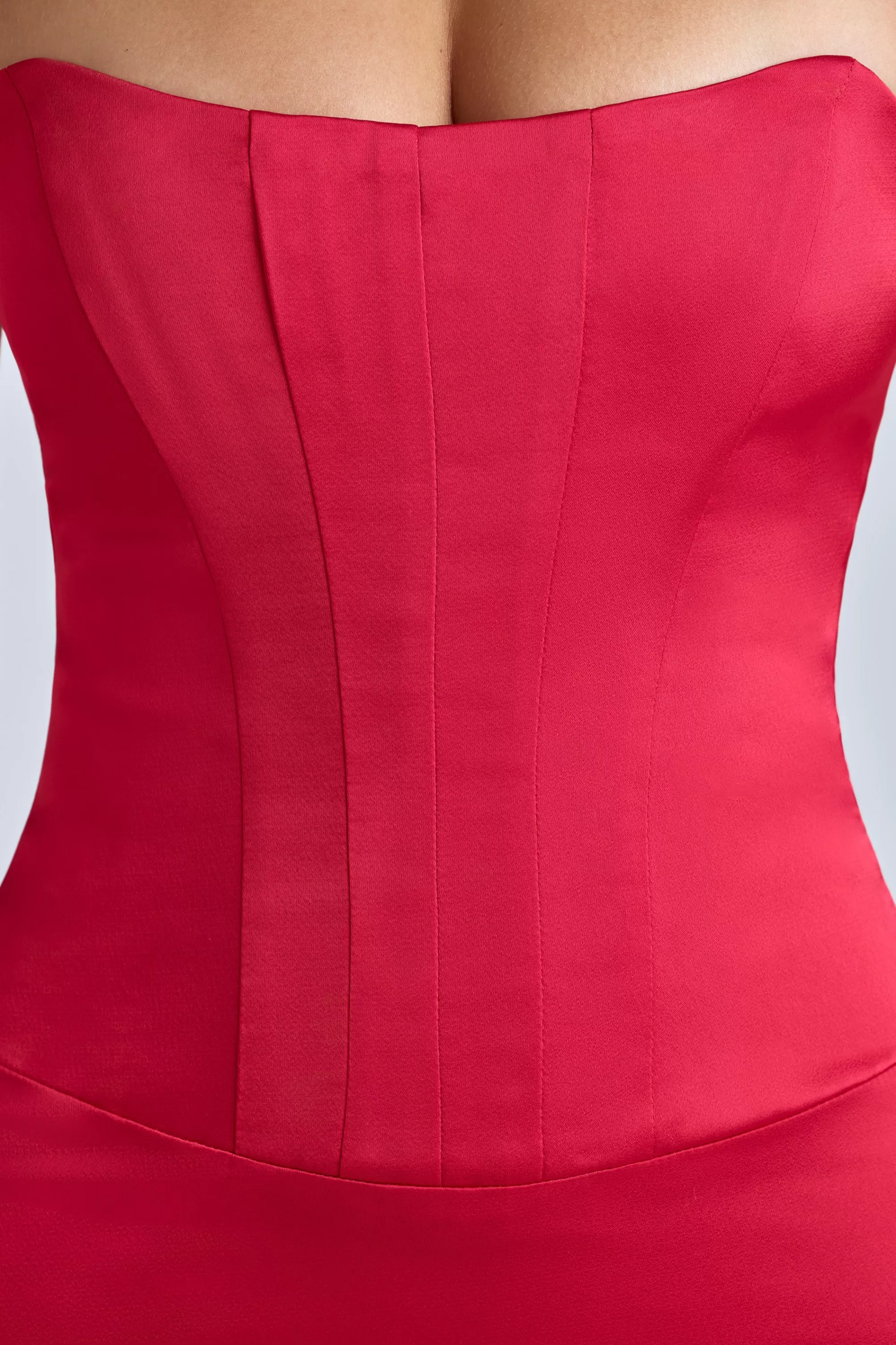 Oh Polly Lace-Up Corset Mini Dress in Cherry Red CherryRed Best
