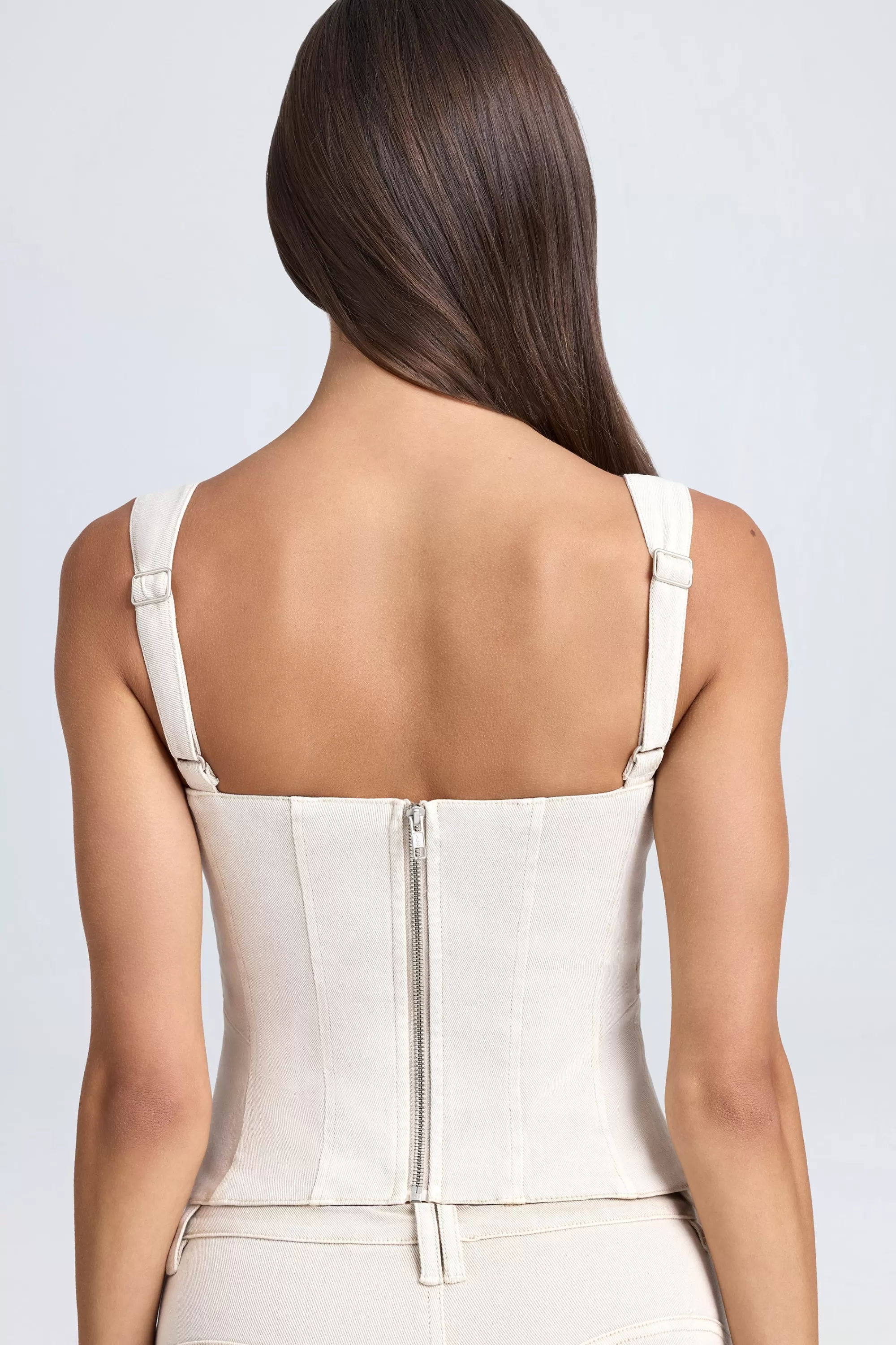 Oh Polly Lace-Up Corset Top in Ecru Fashion