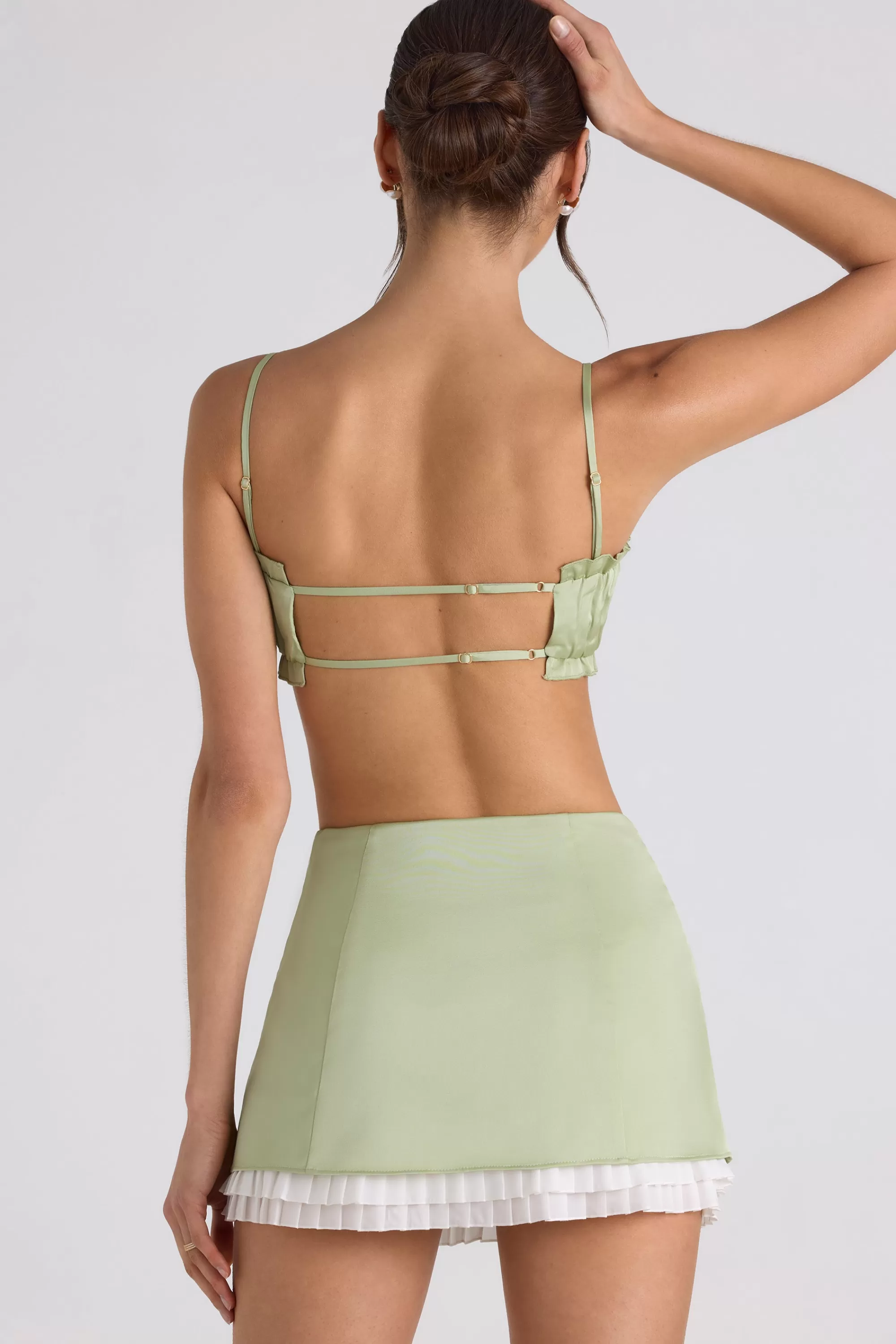 Oh Polly Layered Mid-Rise Mini Skirt in Spring Green SpringGreen New