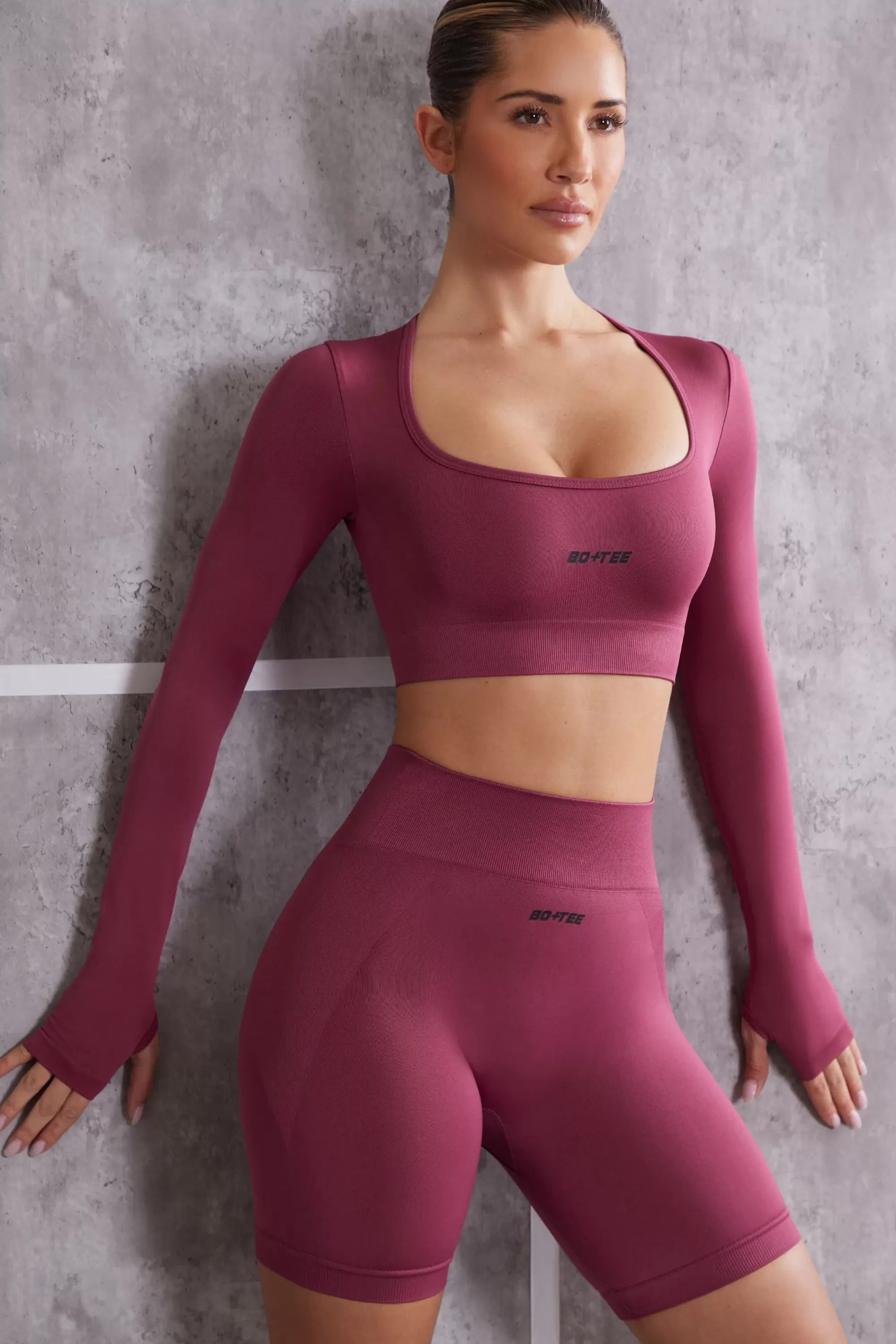 Oh Polly Long Sleeve Crop Top in Dark Rose DarkRose Fashion