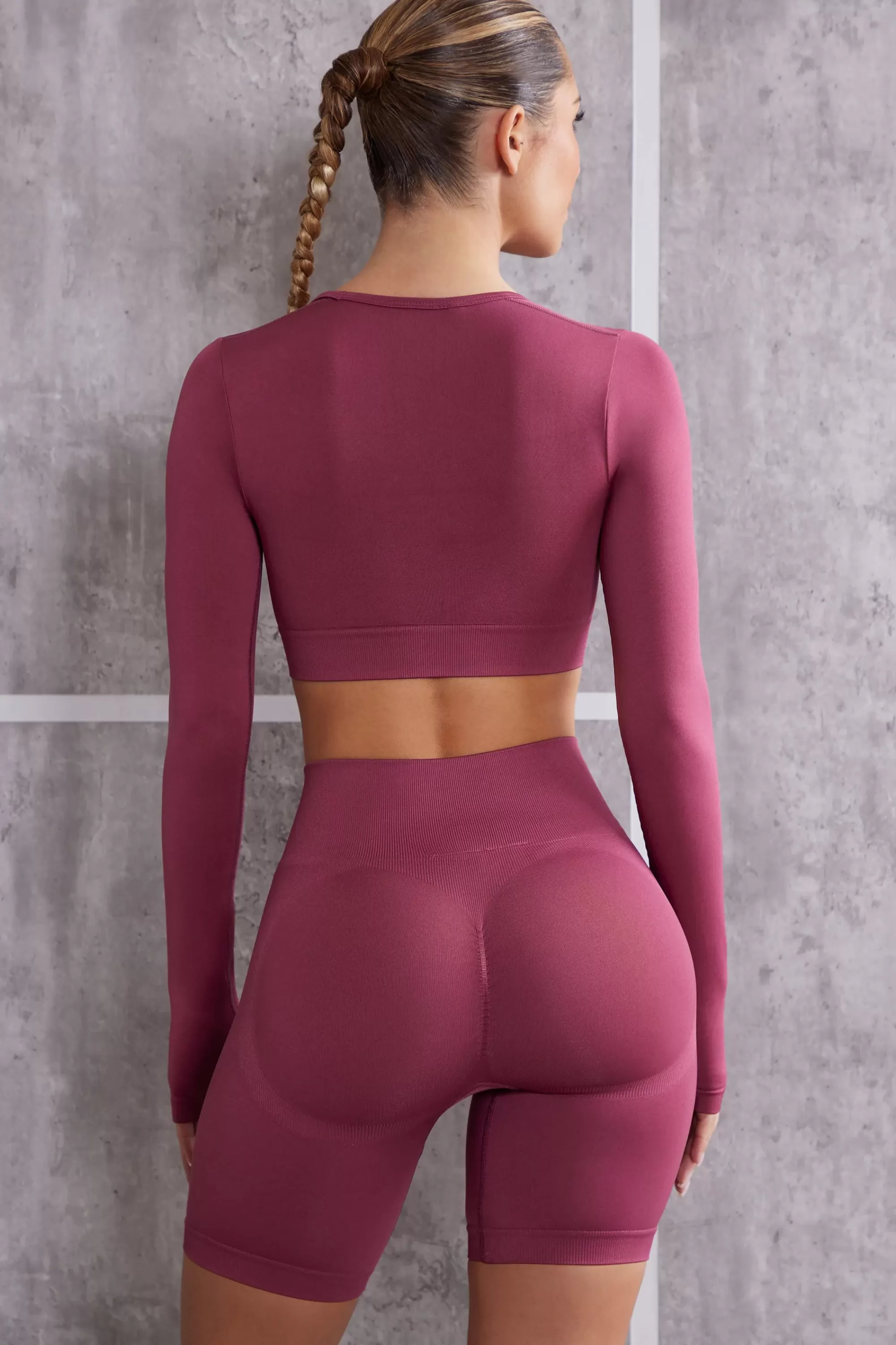 Oh Polly Long Sleeve Crop Top in Dark Rose DarkRose Fashion