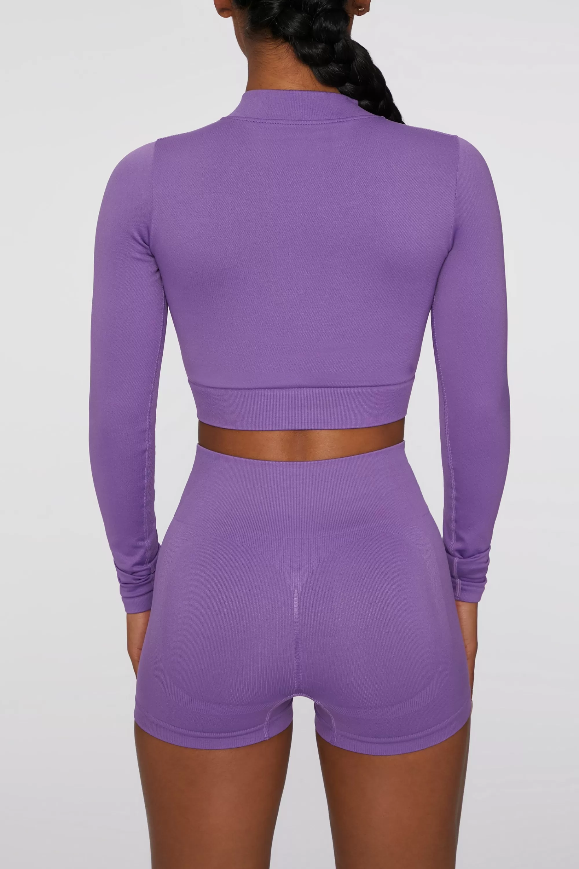 Oh Polly Long Sleeve Crop Top in Purple Flash Sale