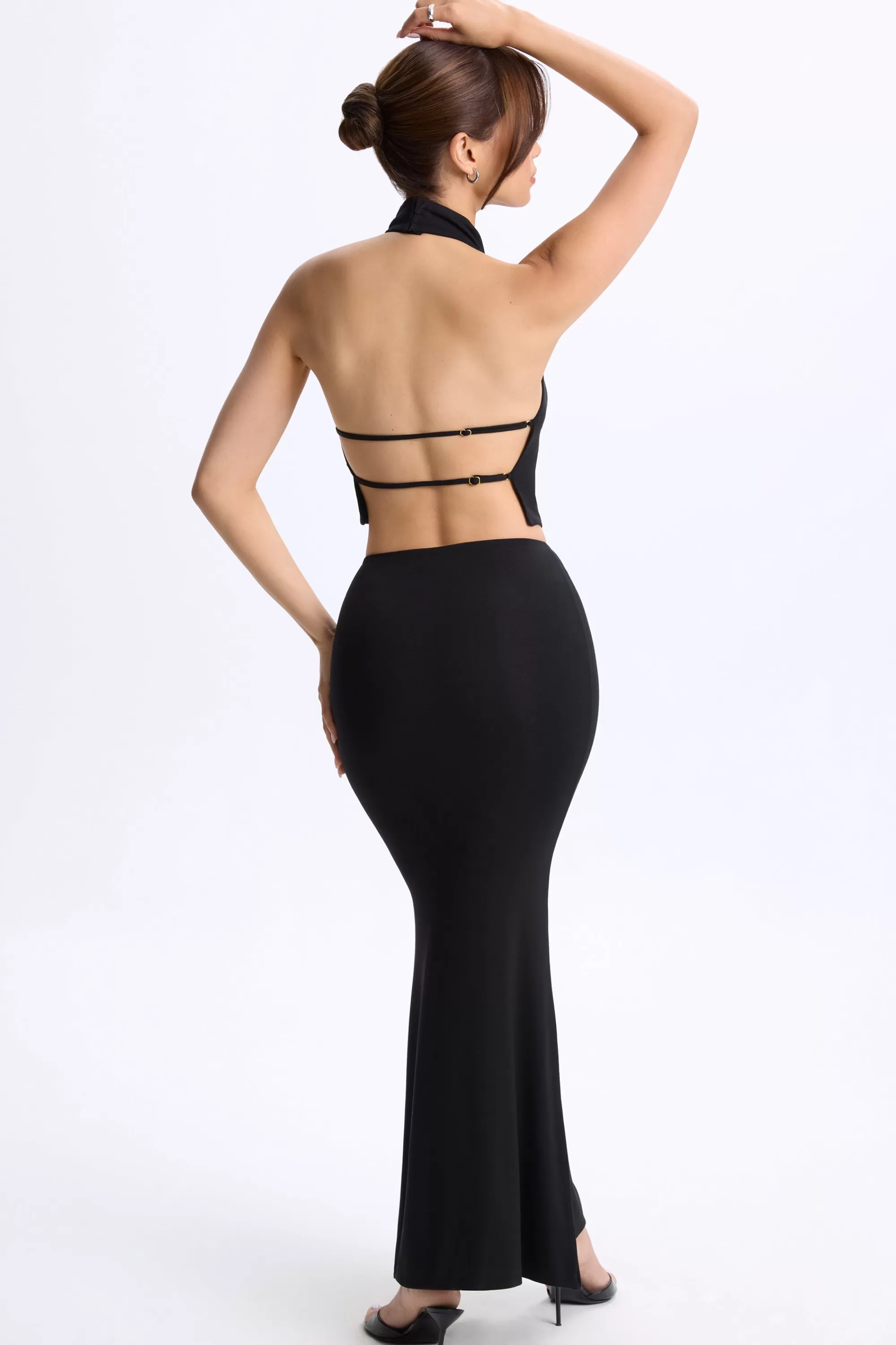 Oh Polly Low-Rise Maxi Skirt in Black Store