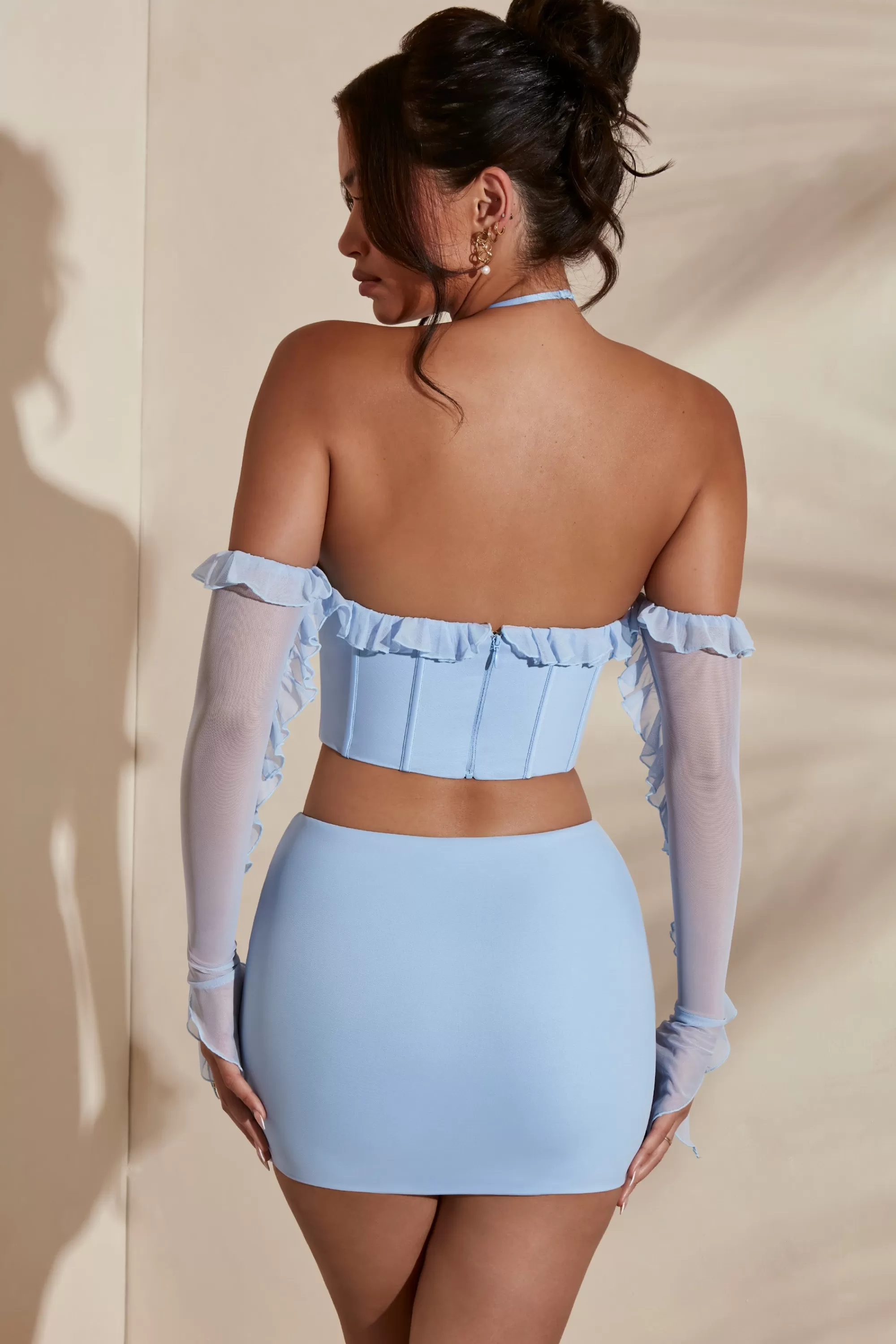 Oh Polly Micro Mini Skirt in Light Blue LightBlue Best Sale