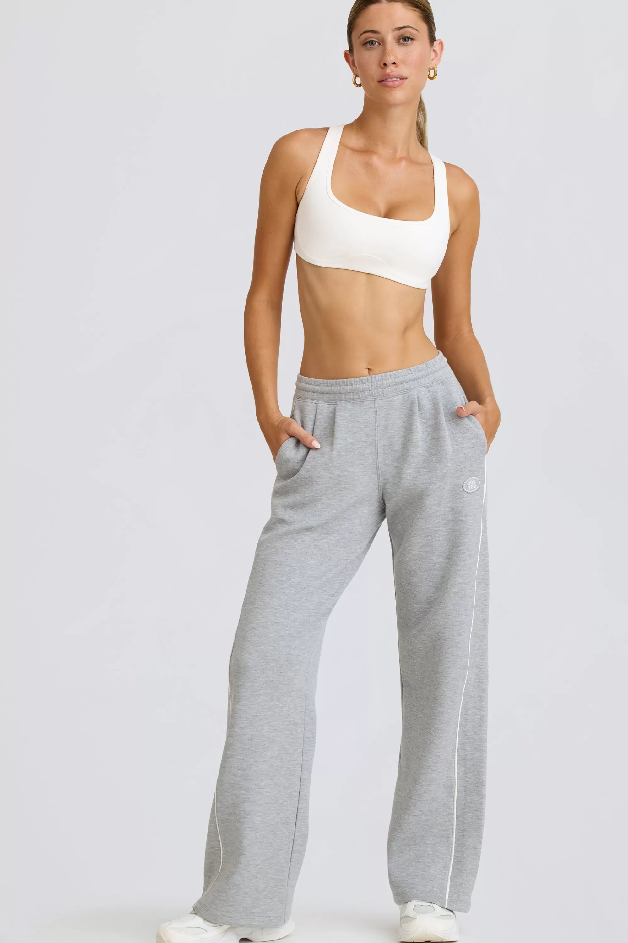 Oh Polly Mid-Rise Straight-Leg Joggers in Grey Marl GreyMarl Store