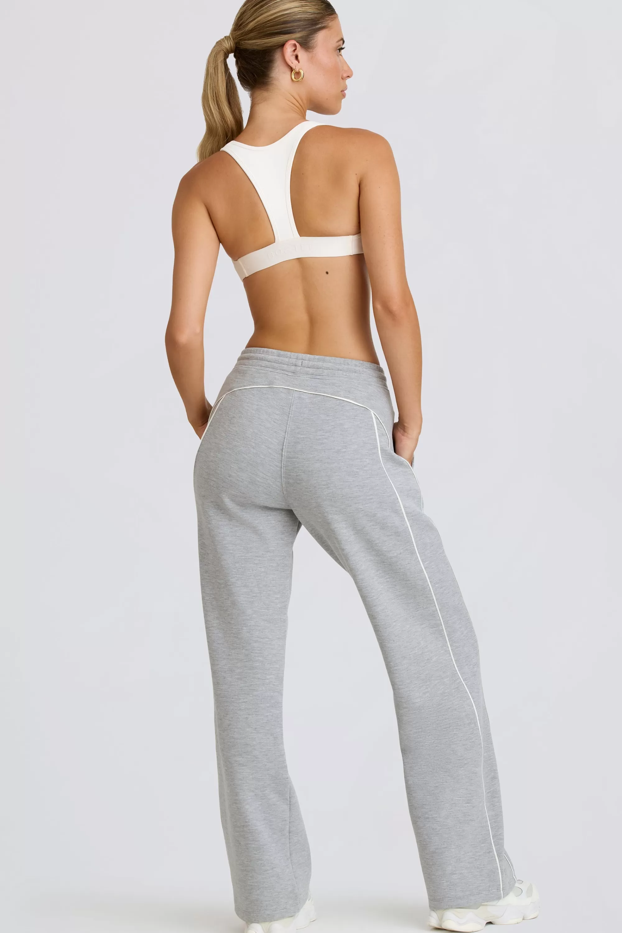 Oh Polly Mid-Rise Straight-Leg Joggers in Grey Marl GreyMarl Store