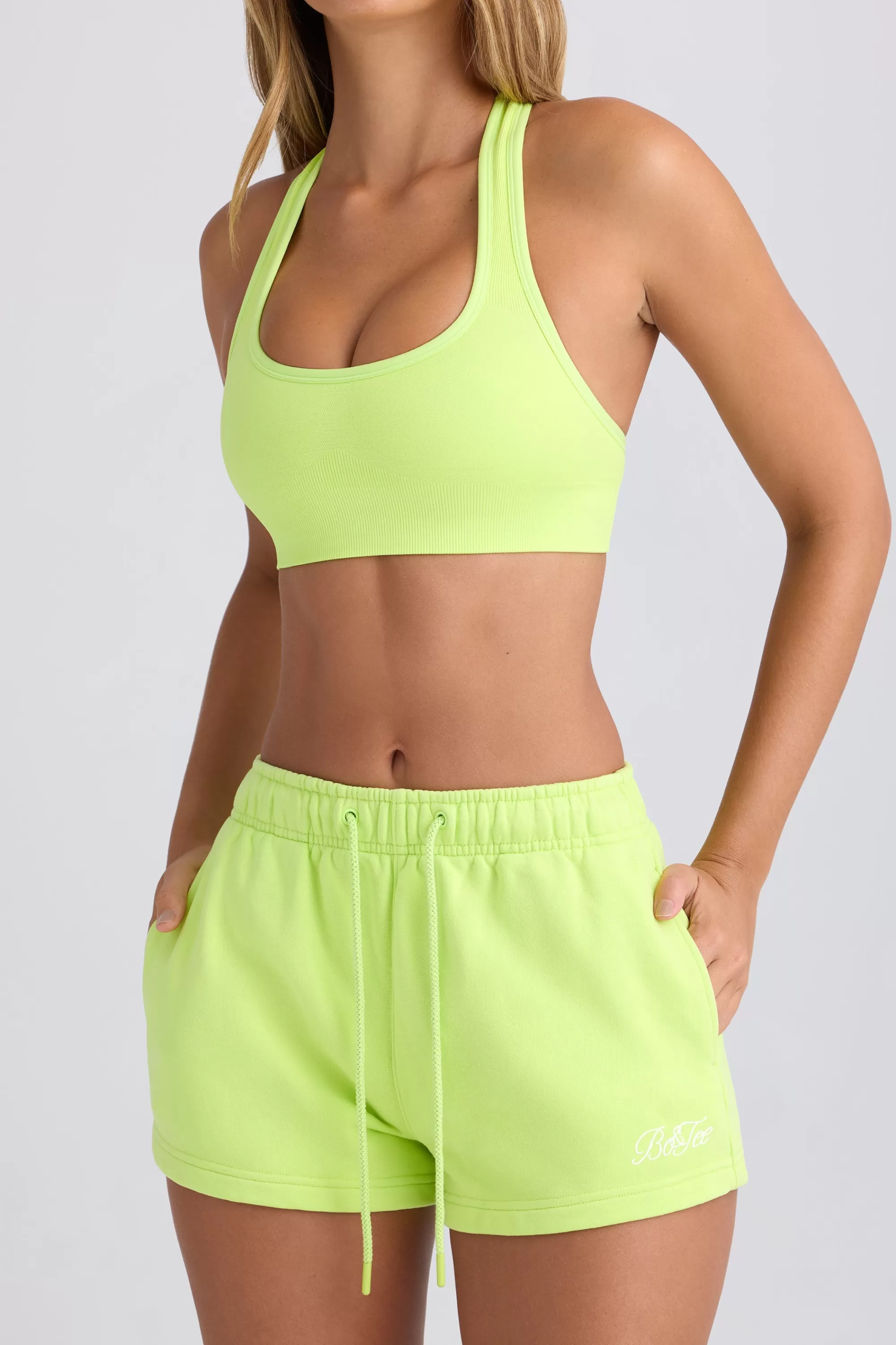 Oh Polly Mid-Rise Sweat Shorts in Key Lime KeyLime Outlet