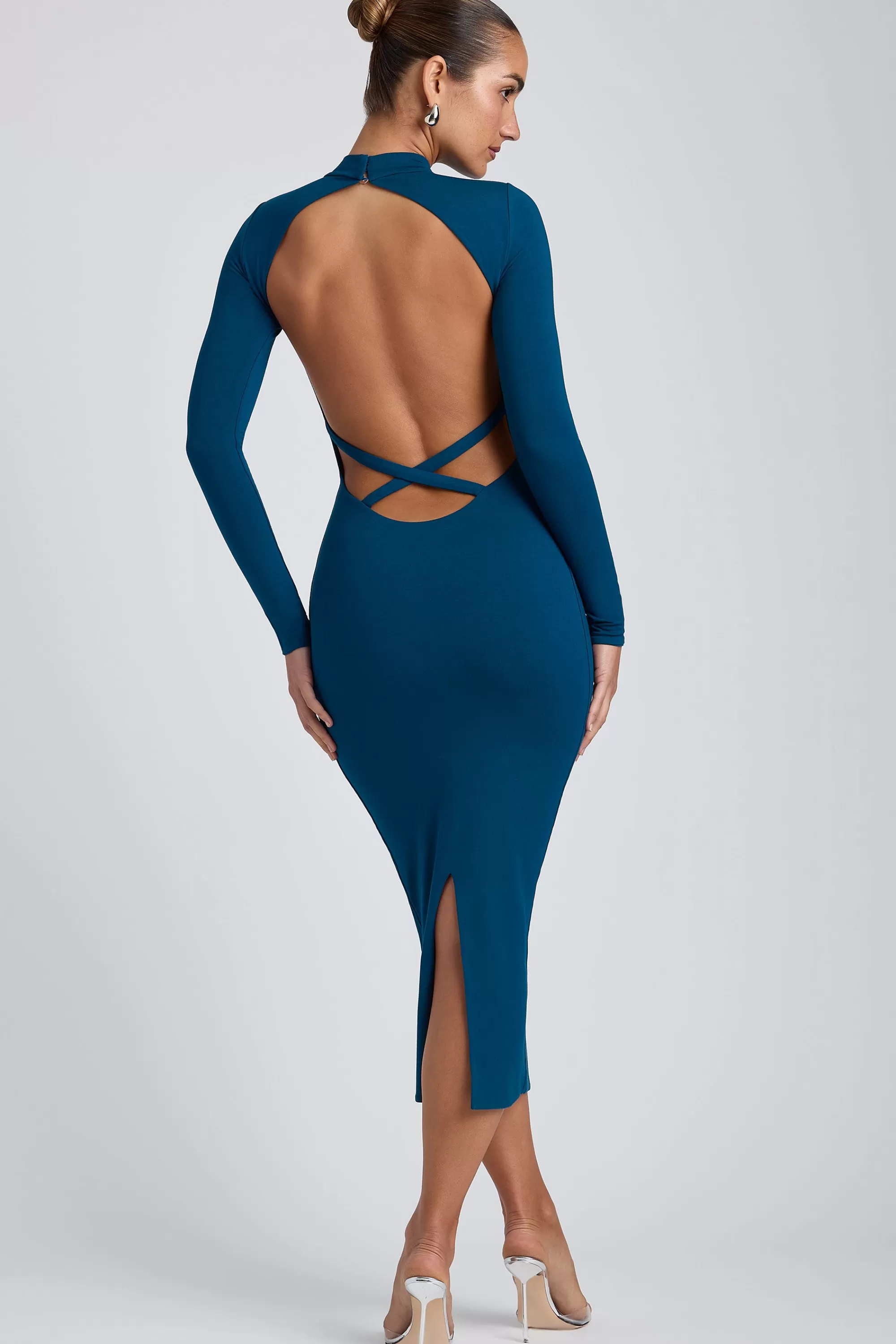 Oh Polly Modal Cross-Back Midaxi Dress in Deep Teal DeepTeal Sale