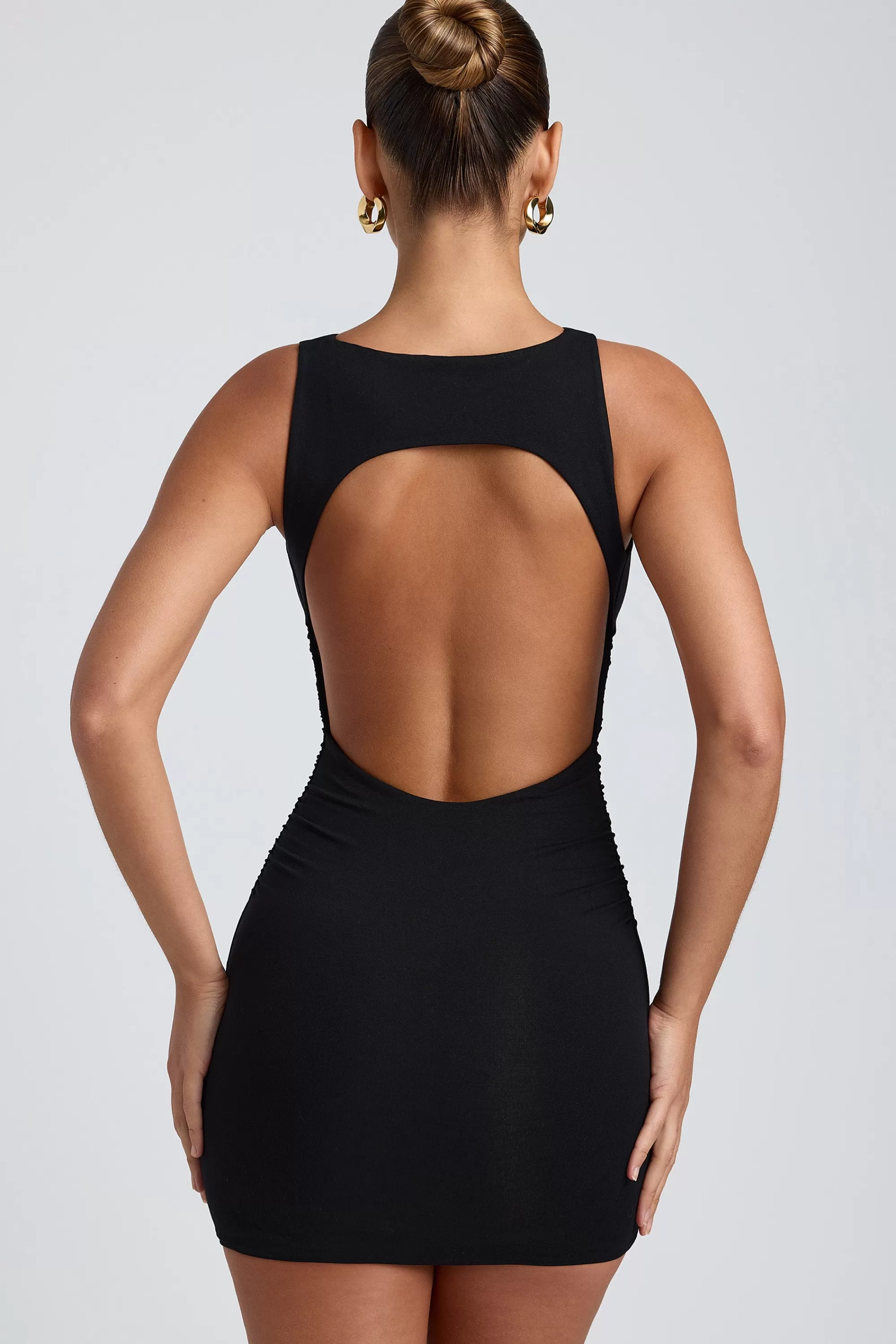 Oh Polly Modal High-Neck Open-Back Mini Dress in Black Best Sale