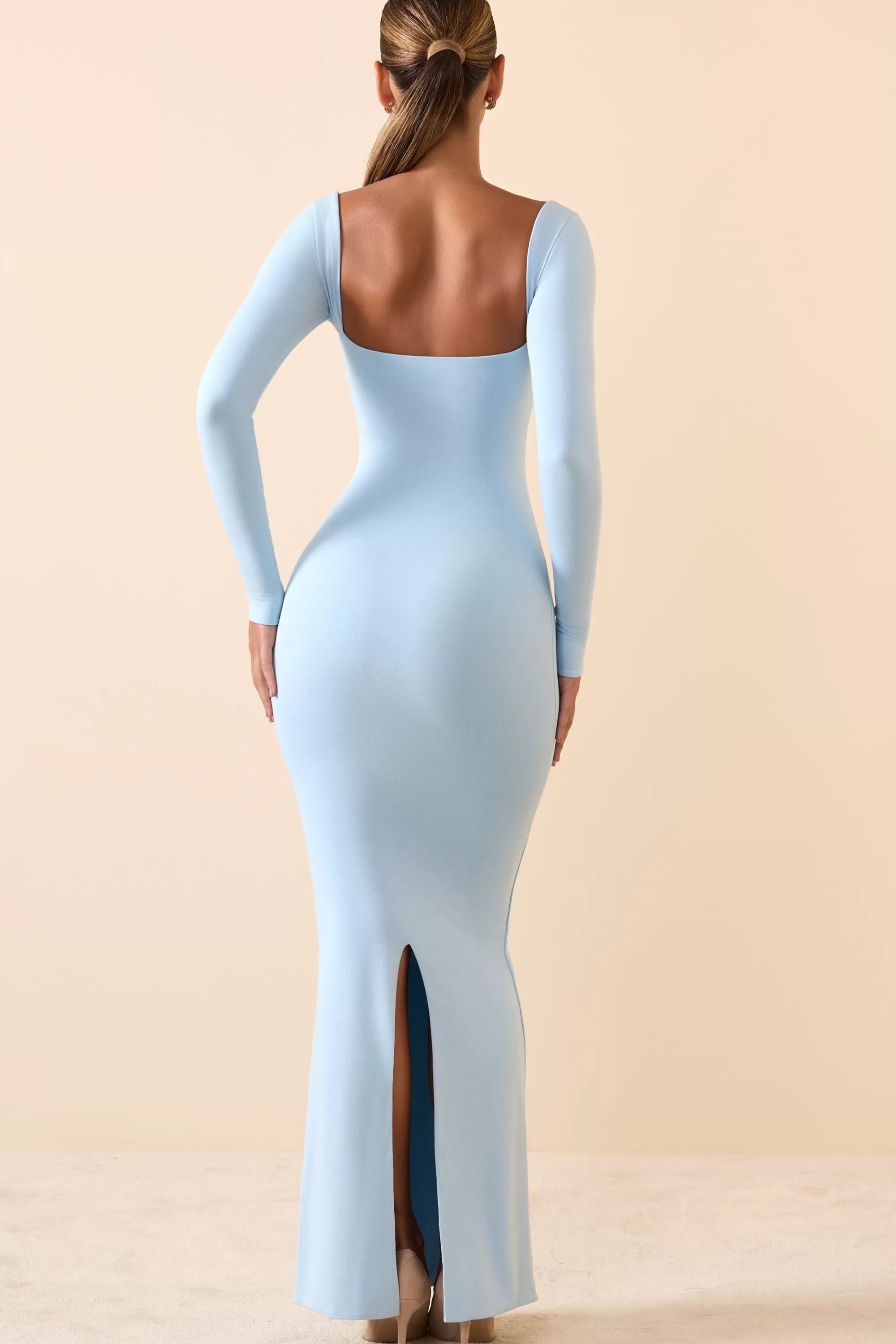 Oh Polly Modal Keyhole Cut-Out Maxi Dress in Ice Blue IceBlue Hot