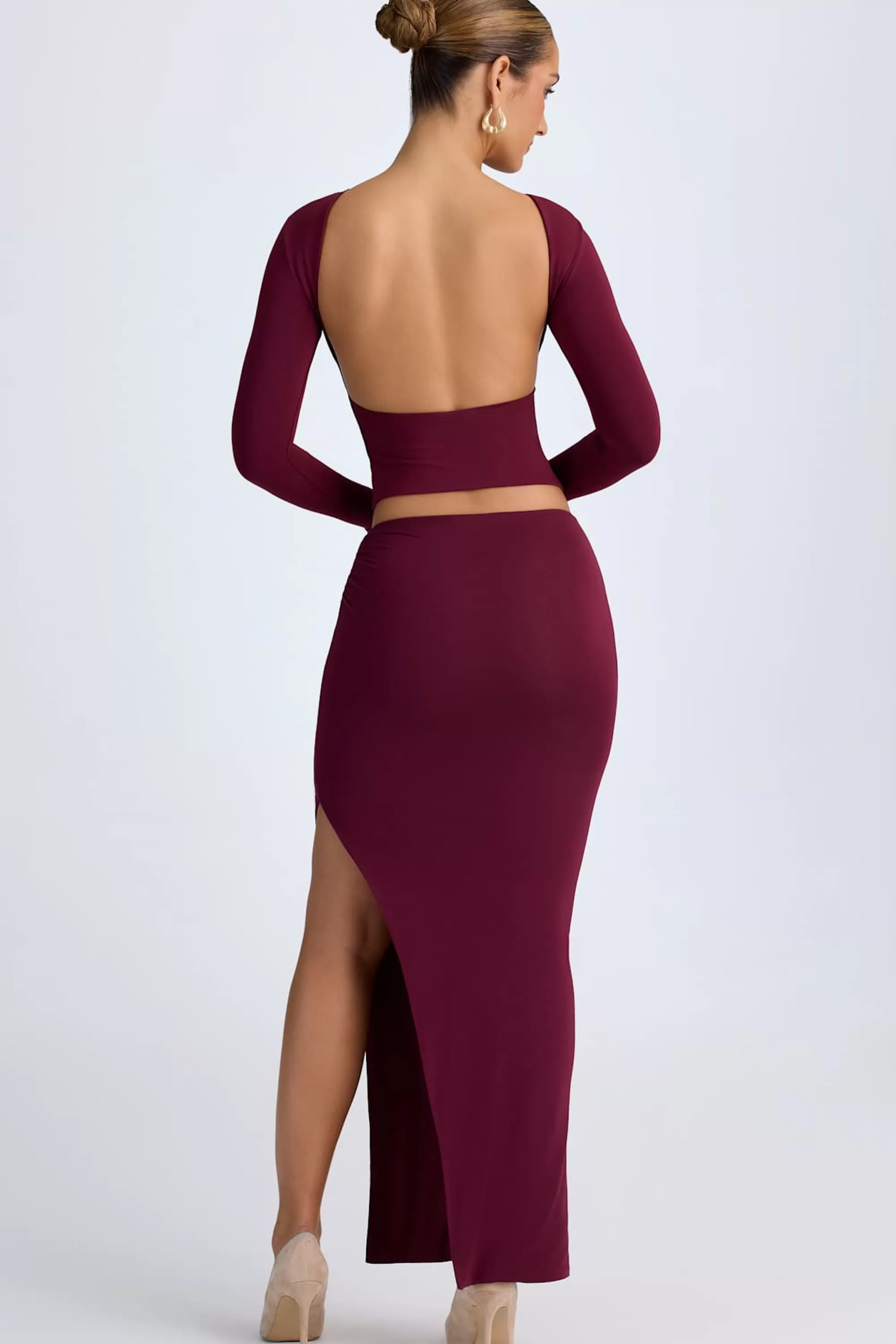 Oh Polly Modal Low-Rise Maxi Skirt in Wine Red WineRed Best