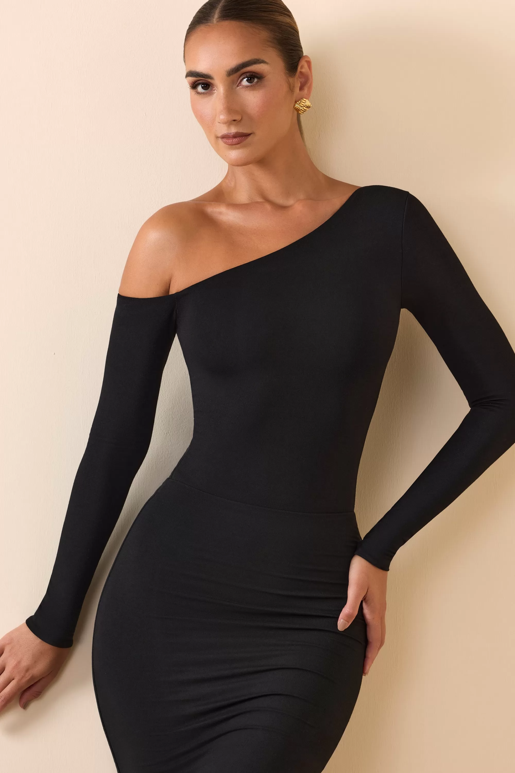 Oh Polly Modal Off-Shoulder Bodysuit in Black Store