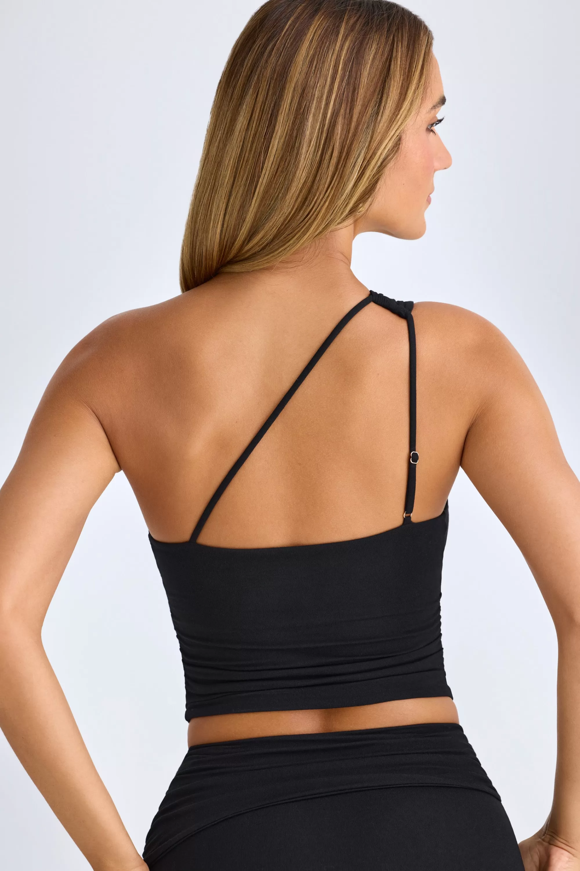 Oh Polly Modal One-Shoulder Top in Black Clearance