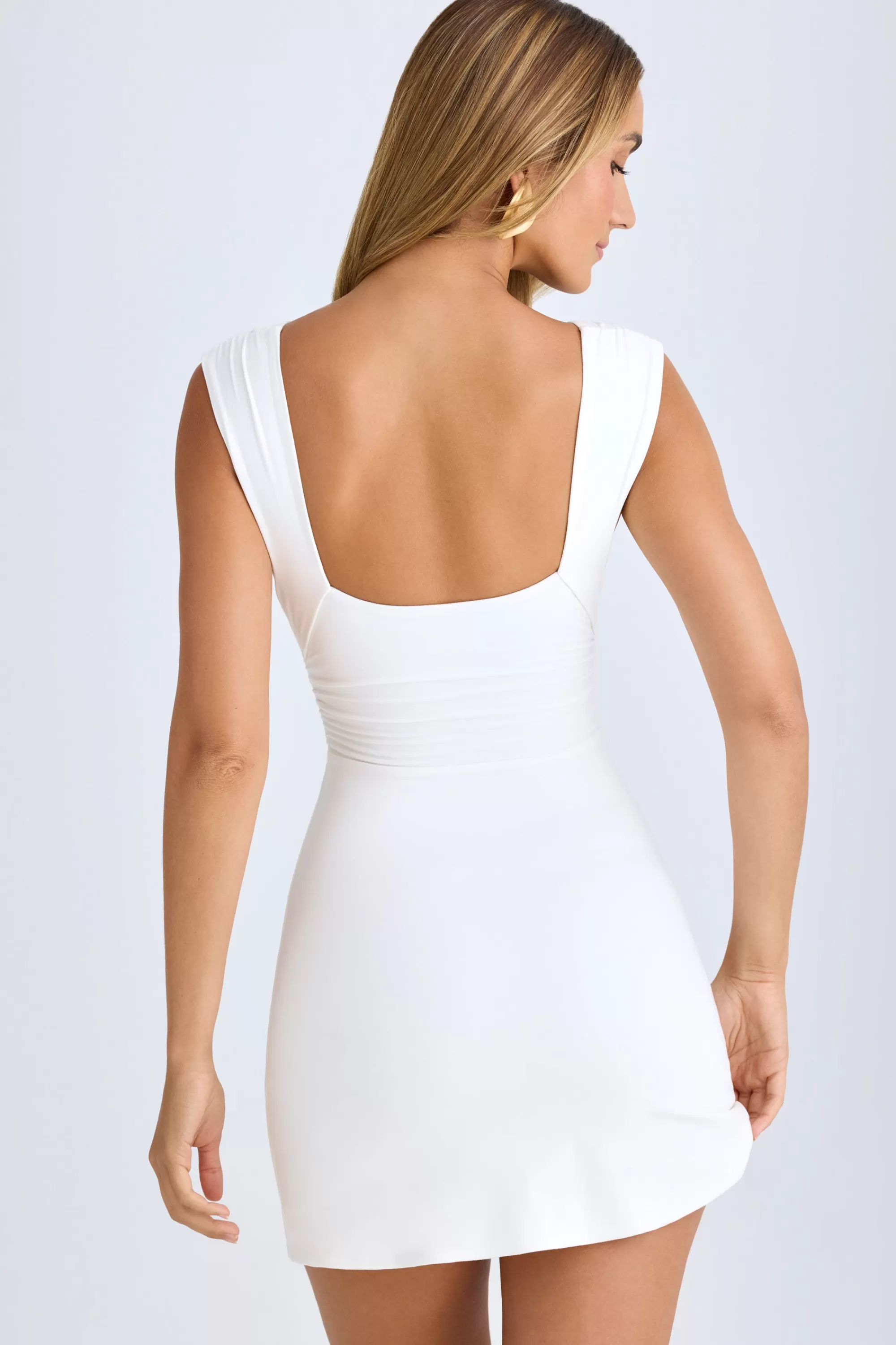 Oh Polly Modal Ruched A-Line Mini Dress in White Flash Sale