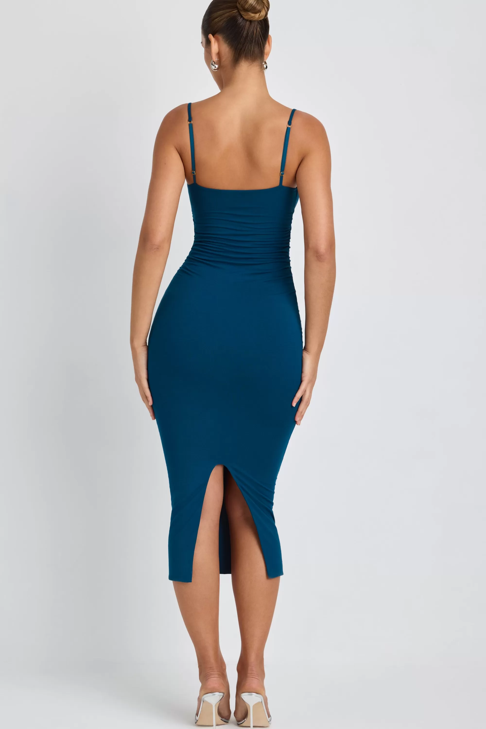 Oh Polly Modal Ruched Layered Midaxi Dress in Deep Teal DeepTeal Fashion