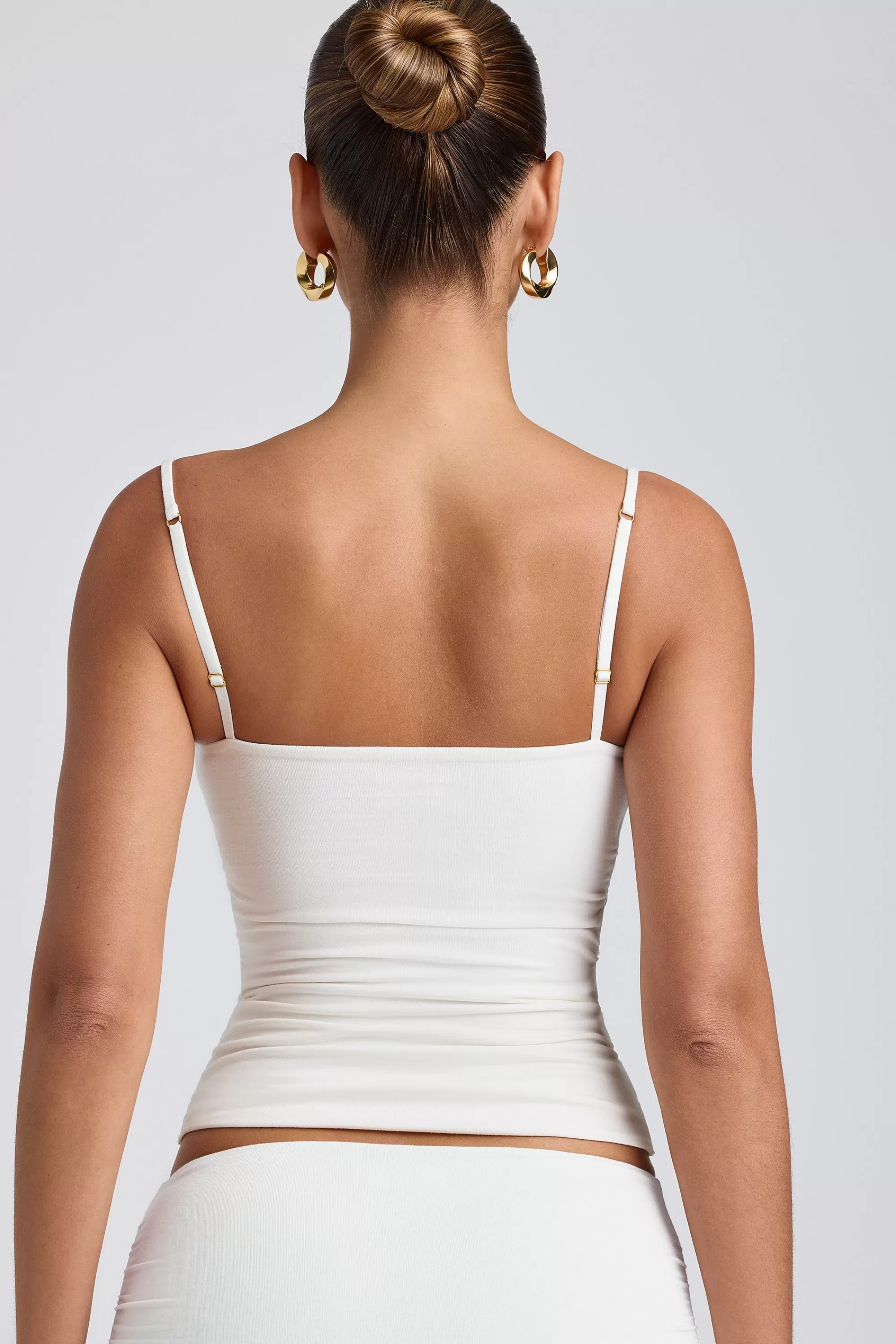 Oh Polly Modal Ruched Layered Tank Top in White Sale