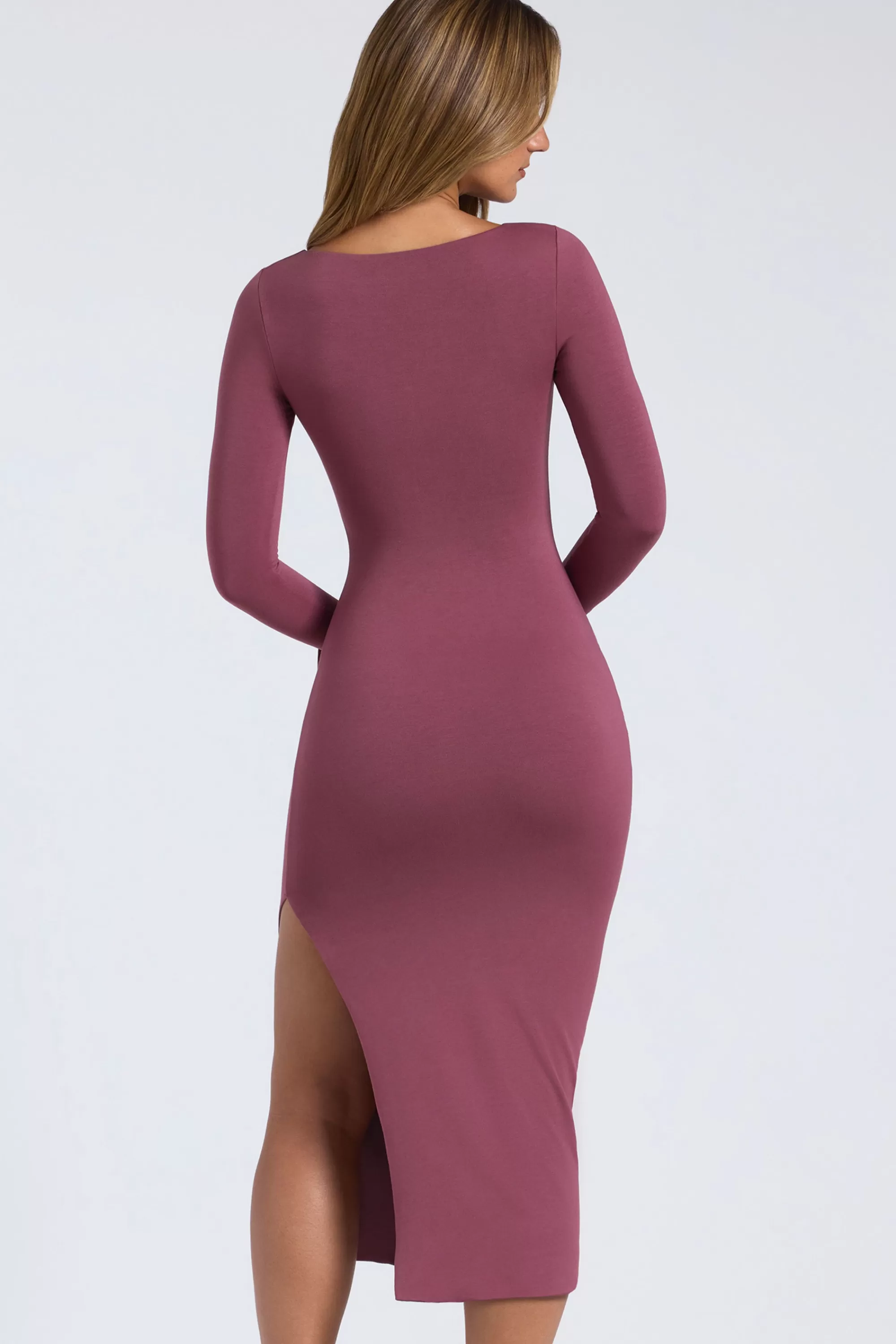 Oh Polly Modal Square-Neck Midaxi Dress in Plum Sale