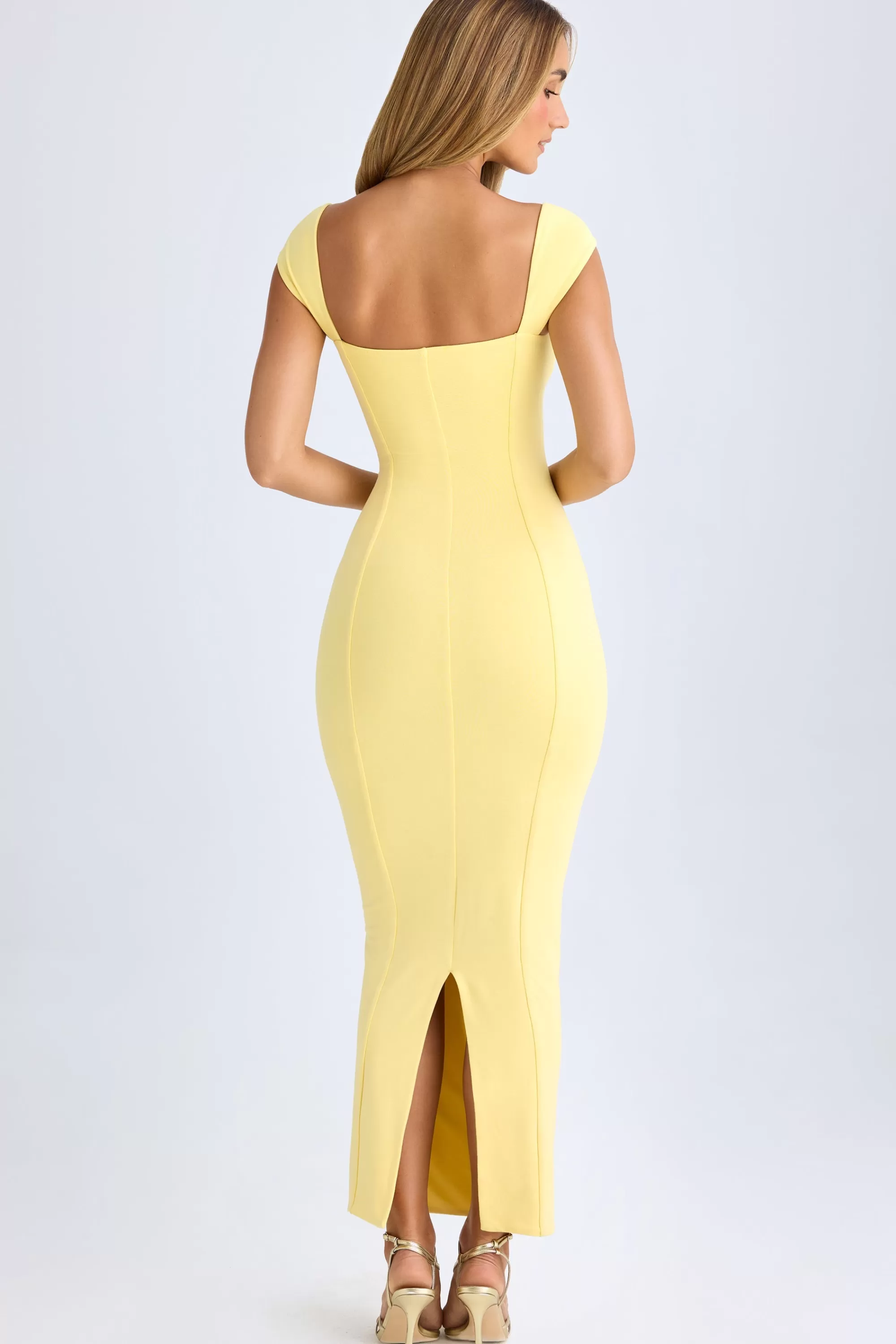 Oh Polly Modal Sweetheart-Neck Maxi Dress in Lemon Sherbet Hot