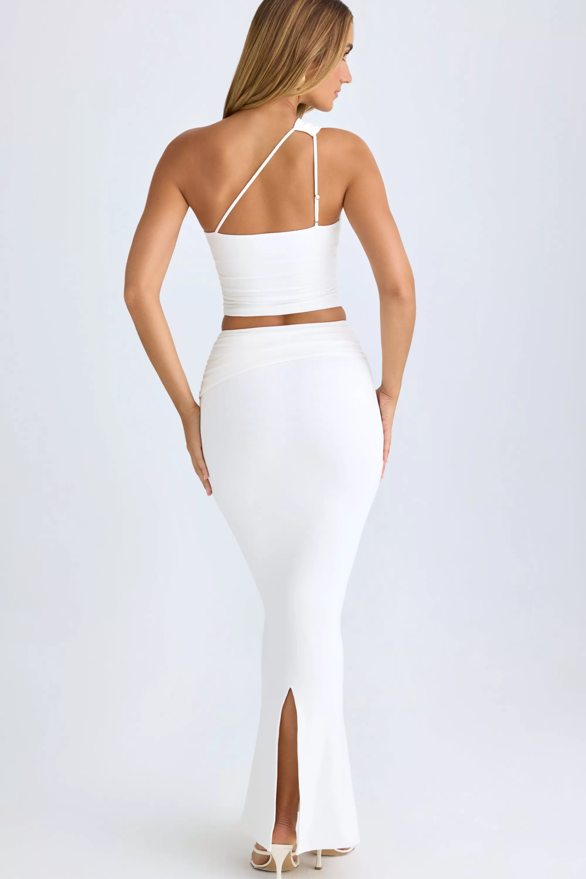 Oh Polly Modal Twist-Front Maxi Skirt in White Discount