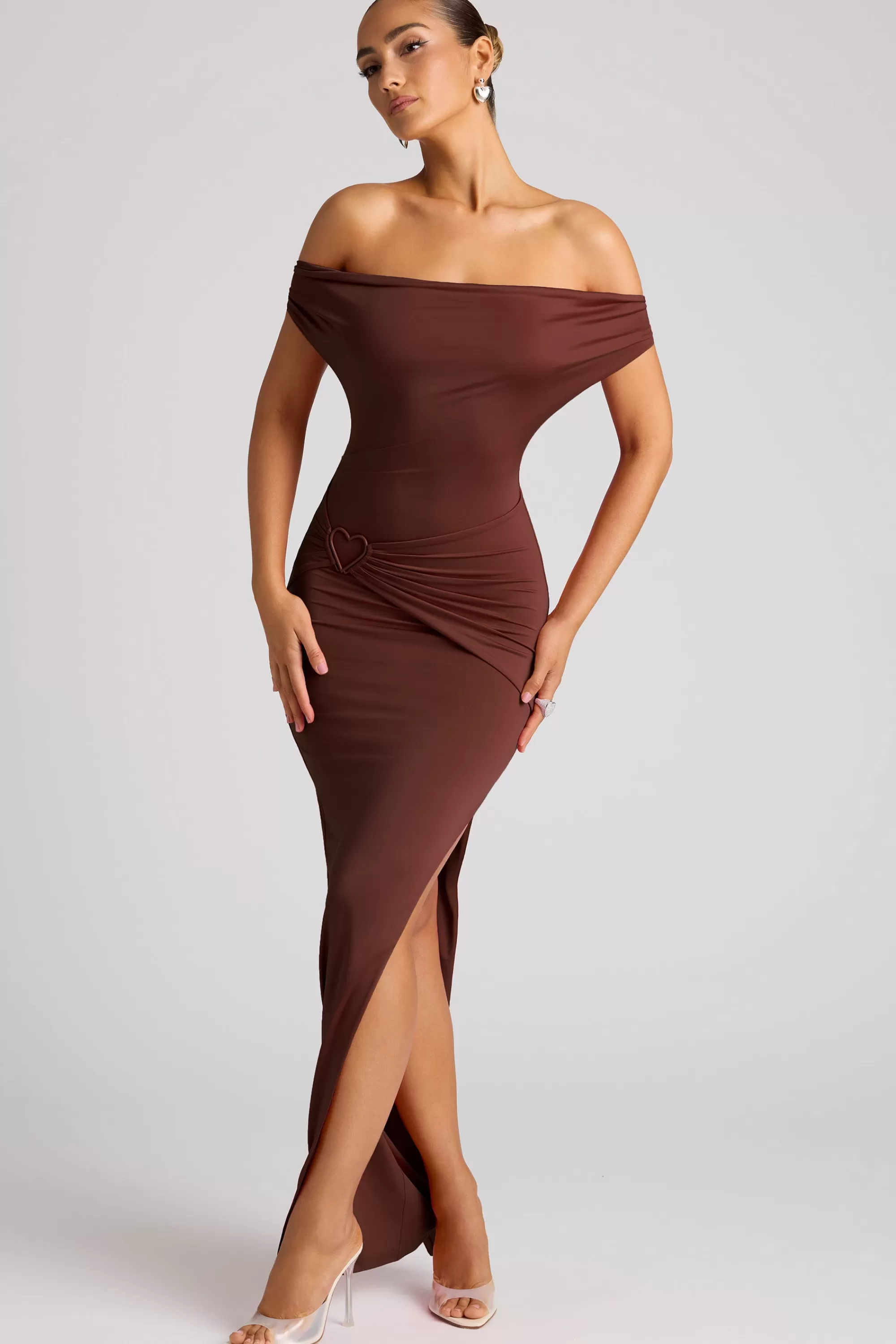 Oh Polly Multiwear Cowl Neck Wrap Over Evening Gown in Chocolate Brown ChocolateBrown Outlet